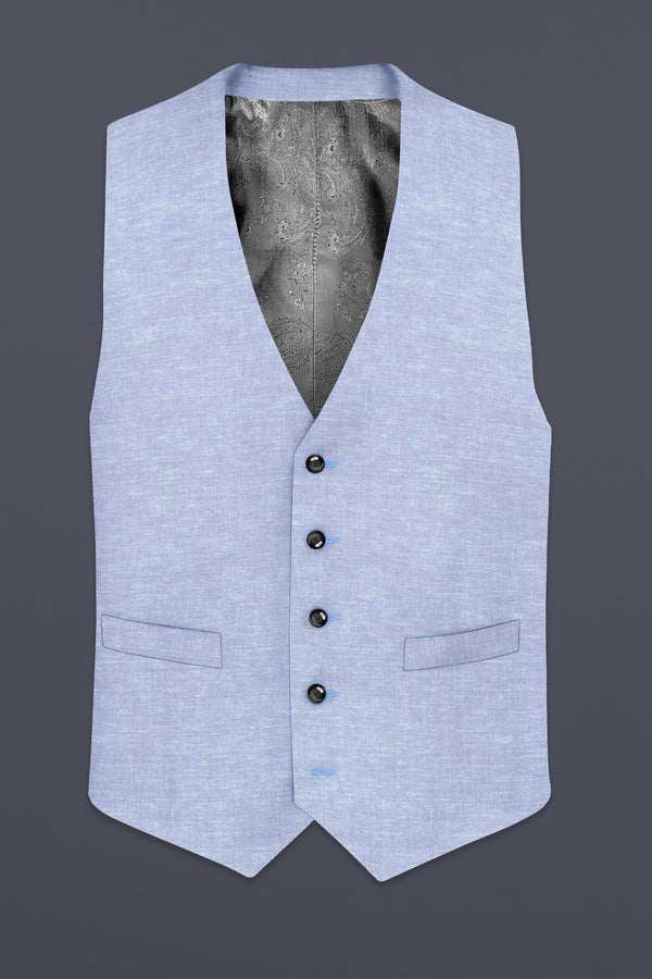 Carolina Blue Textured Cotton Waistcoat