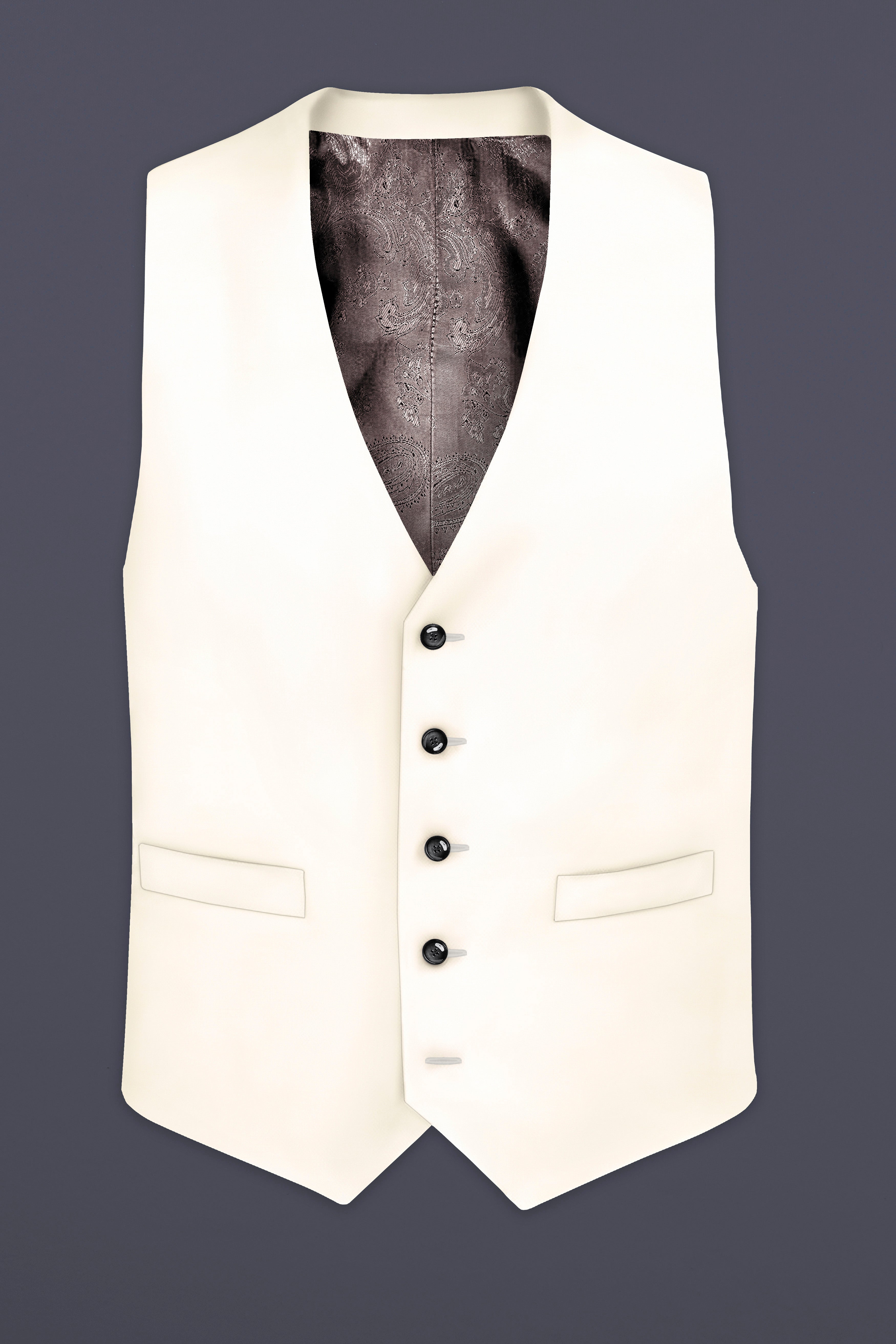 Swizzle Cream Solid Cotton Waistcoat