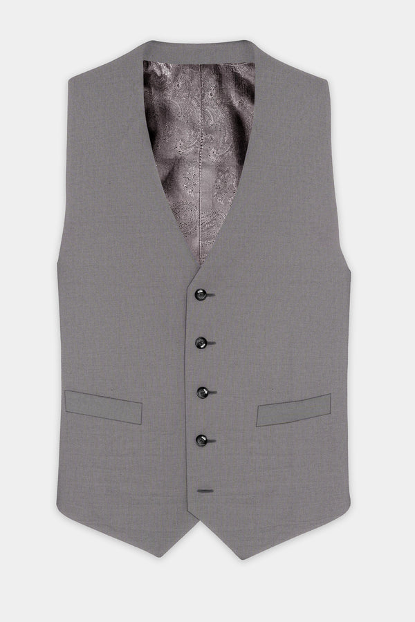 Vampire Gray Textured Wool Blend Waistcoat