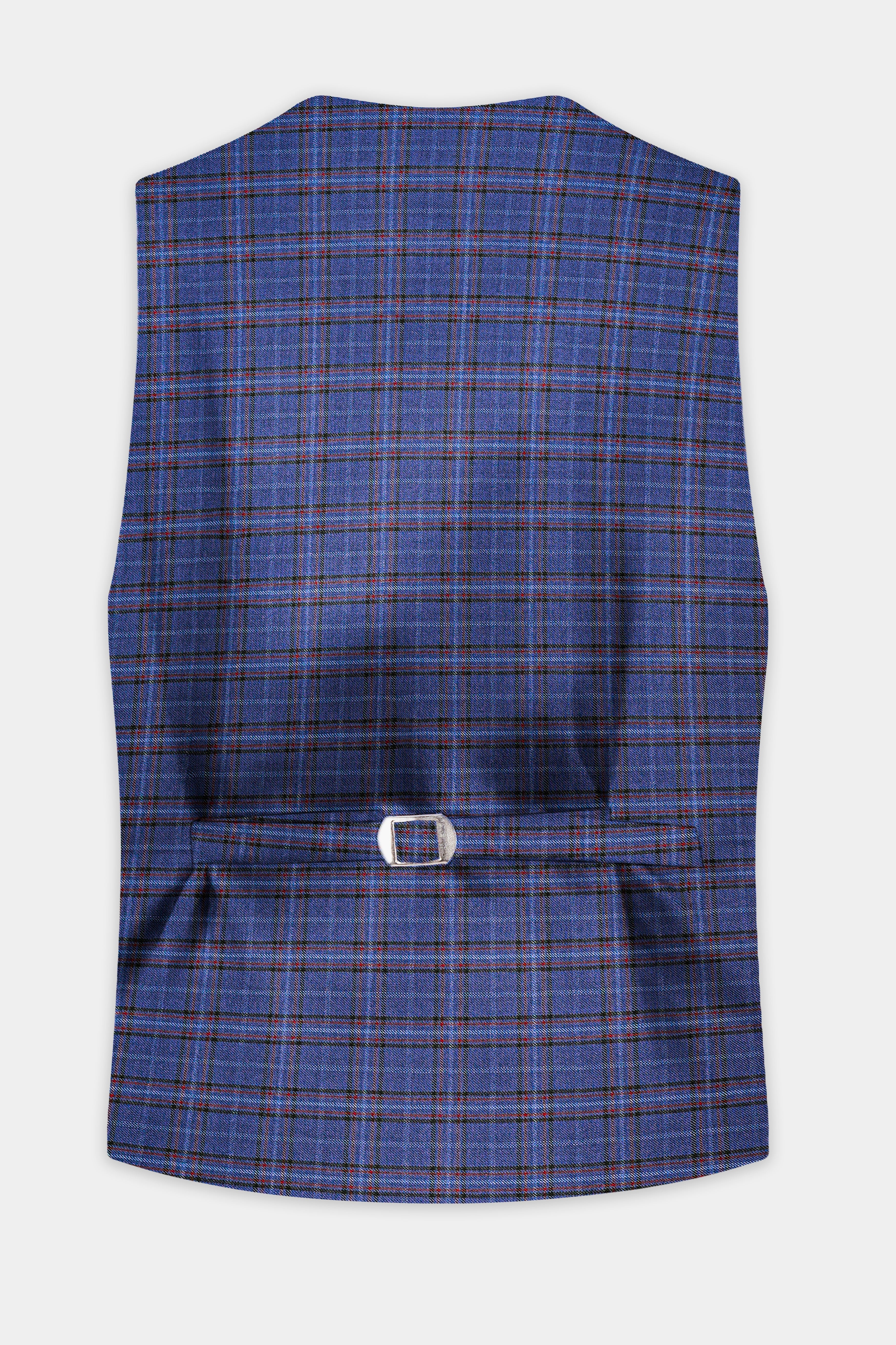 Zodiac Blue Plaid Wool Blend Waistcoat