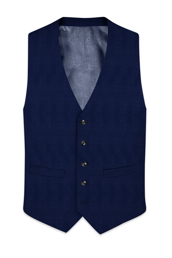 Midnight and Chambray blue Striped Woolrich Waistcoat
