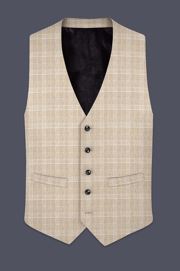 Mongoose Cream Plaid Wool Rich Waistcoat