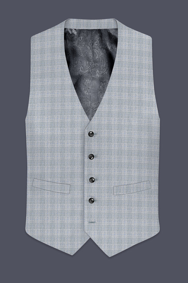 Nobel Grey Subtle Plaid Wool Rich Waistcoat