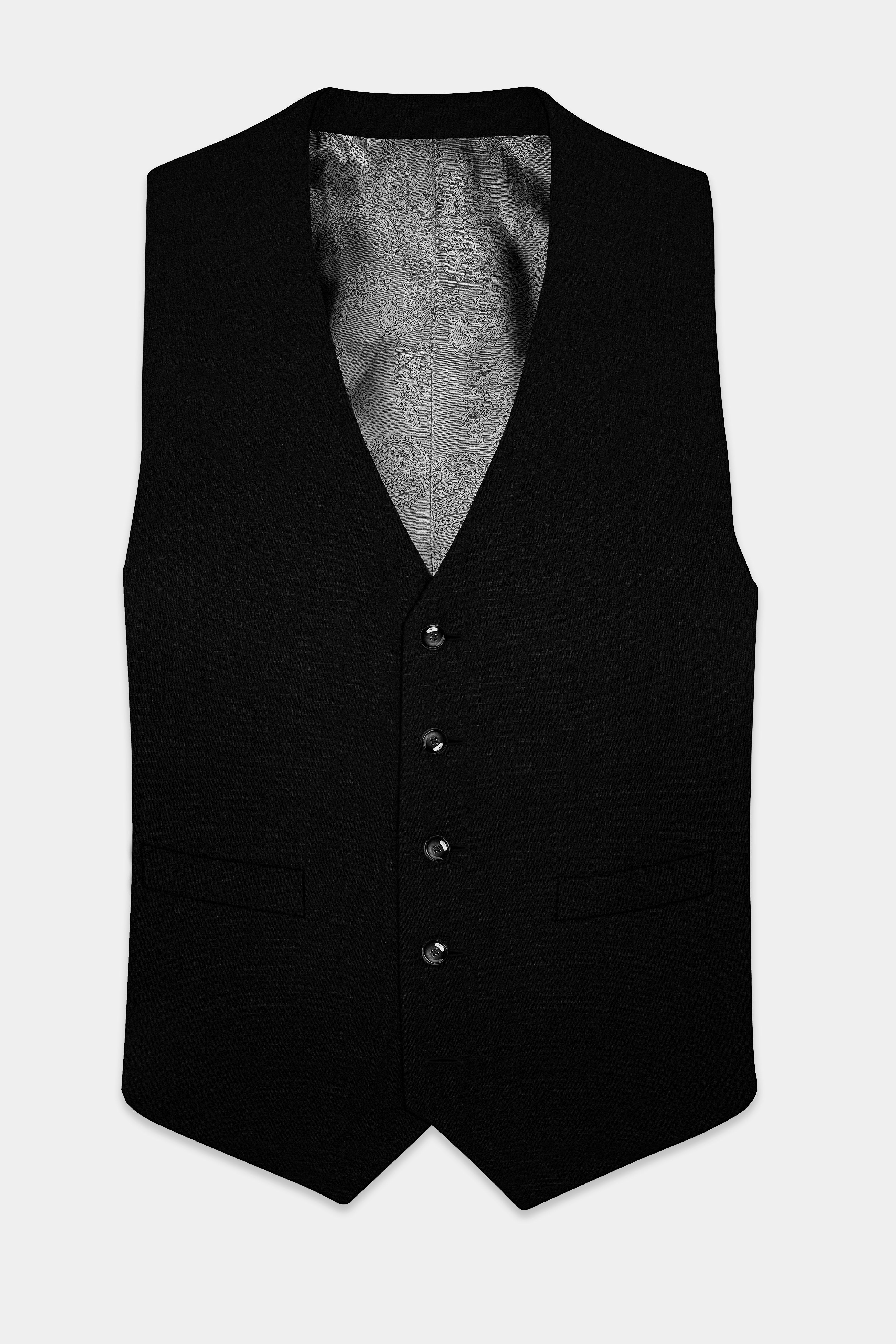 Mardi Gras Black Stretchable Wool Rich Waistcoat