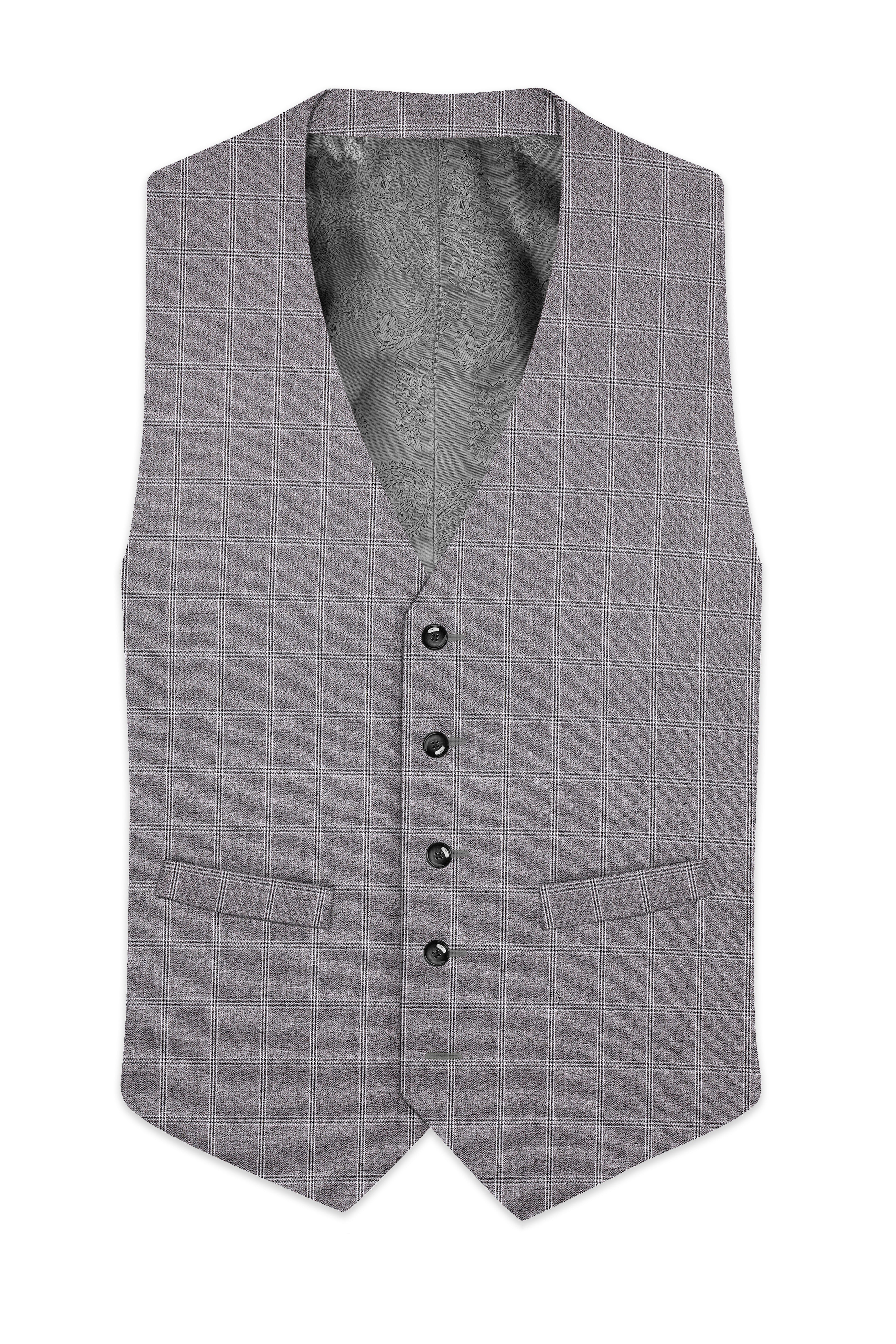 Manatee Grey windowpane Wool Rich Waistcoat