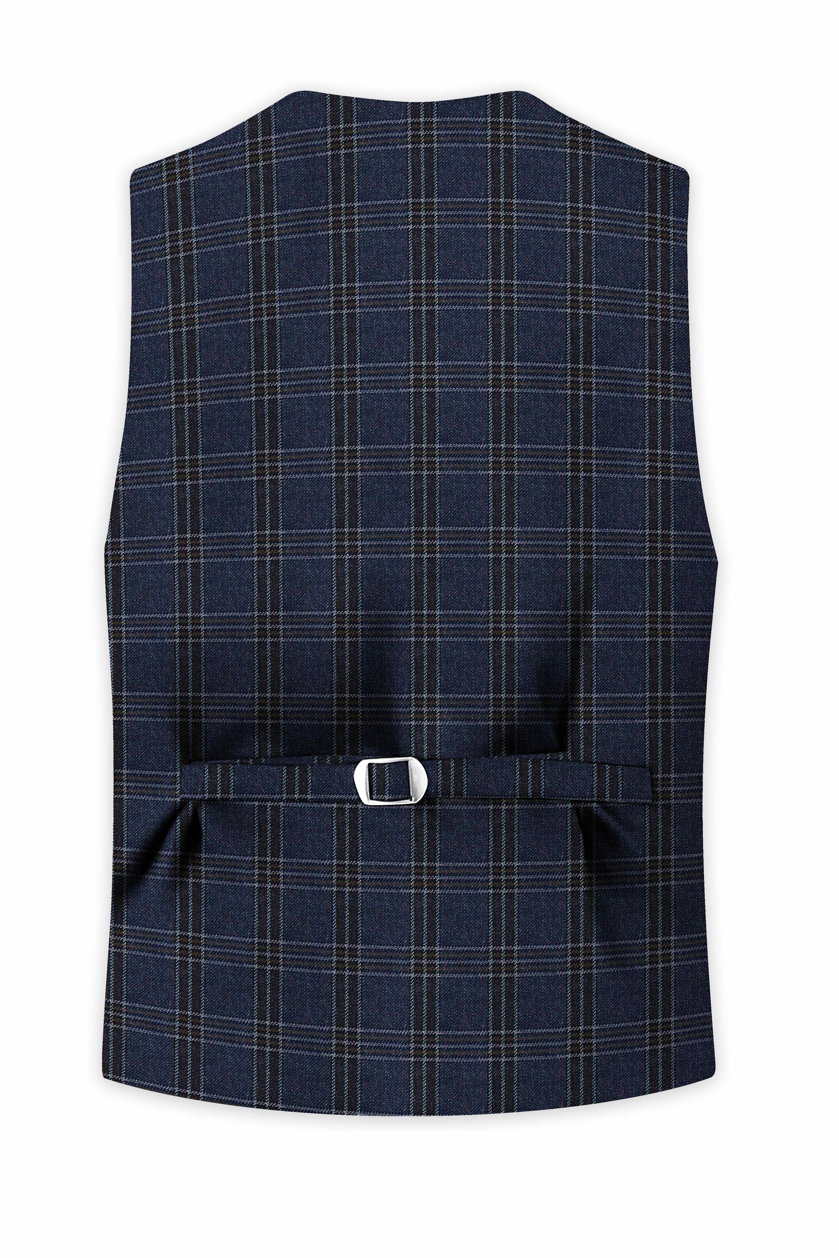 Licorice Blue Plaid heavyweight tweed Wool Rich Waistcoat