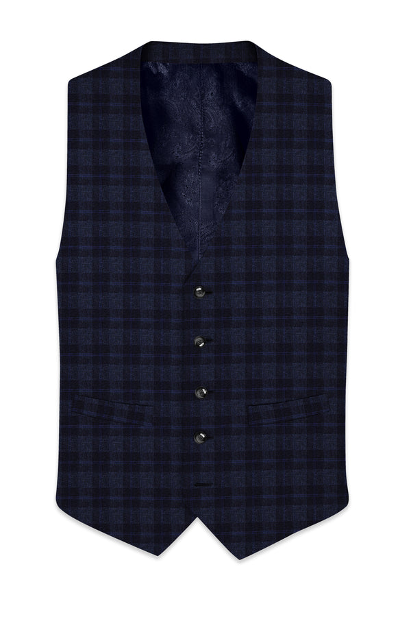 Bastille Grey Plaid Wool Rich Waistcoat