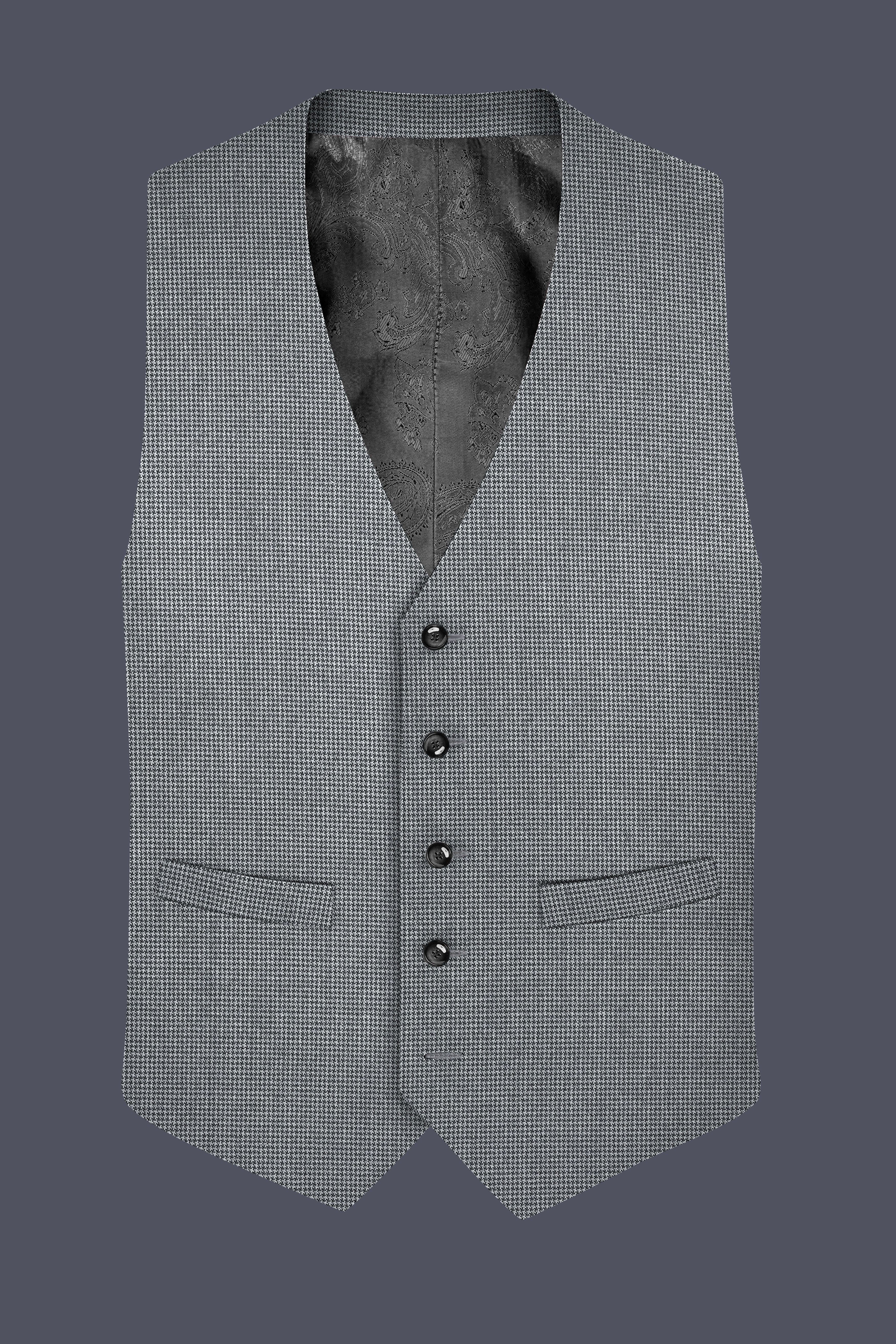Mountain Mist Gray Houndstooth Wool Rich Waistcoat