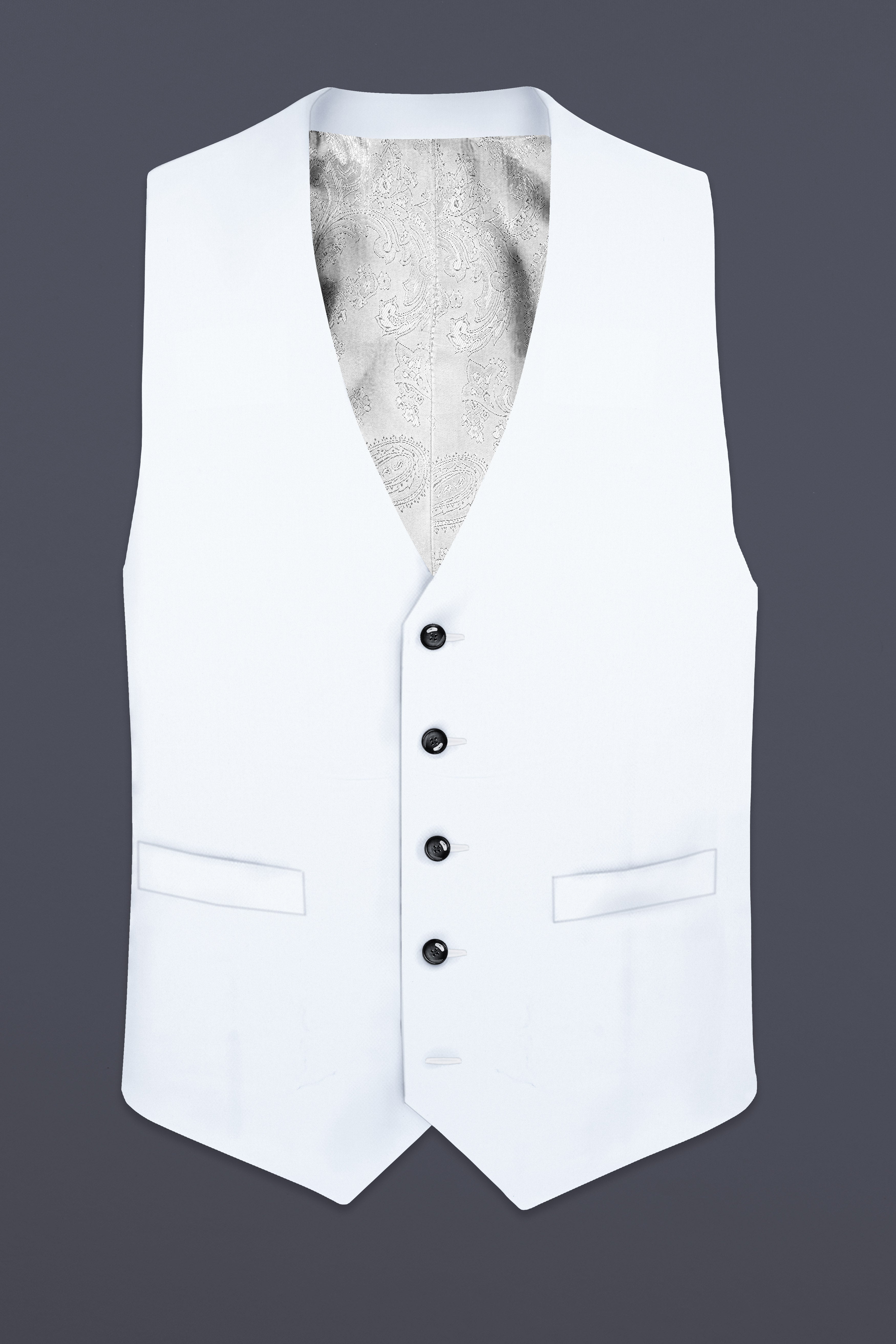 Bright White Stretchable Subtle Sheen Waistcoat