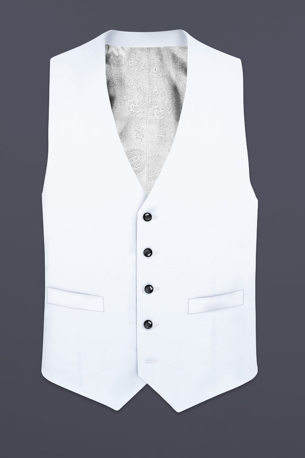 Bright White Stretchable Subtle Sheen Waistcoat