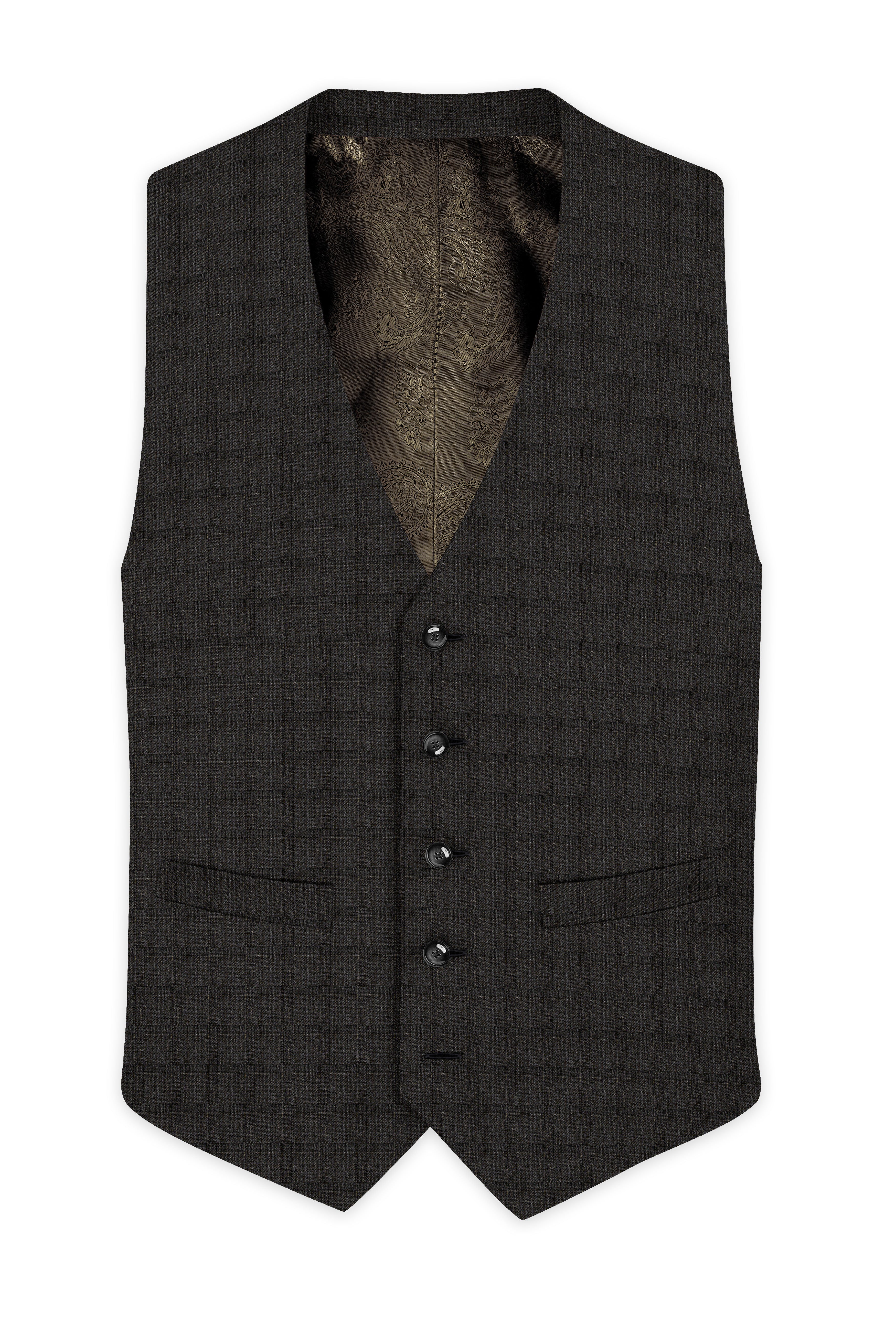 Armadillo Brown subtle windowpane Wool Rich Waistcoat