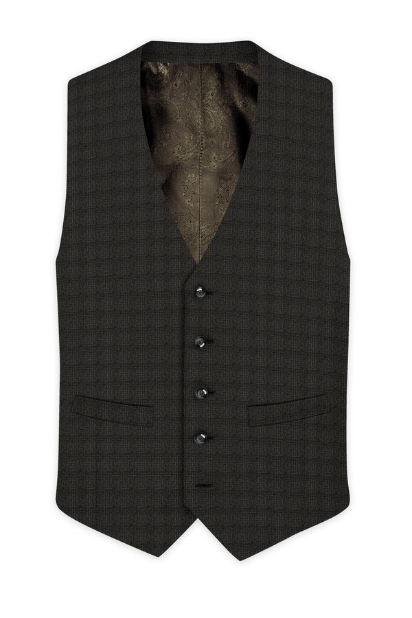 Armadillo Brown subtle windowpane Wool Rich Waistcoat