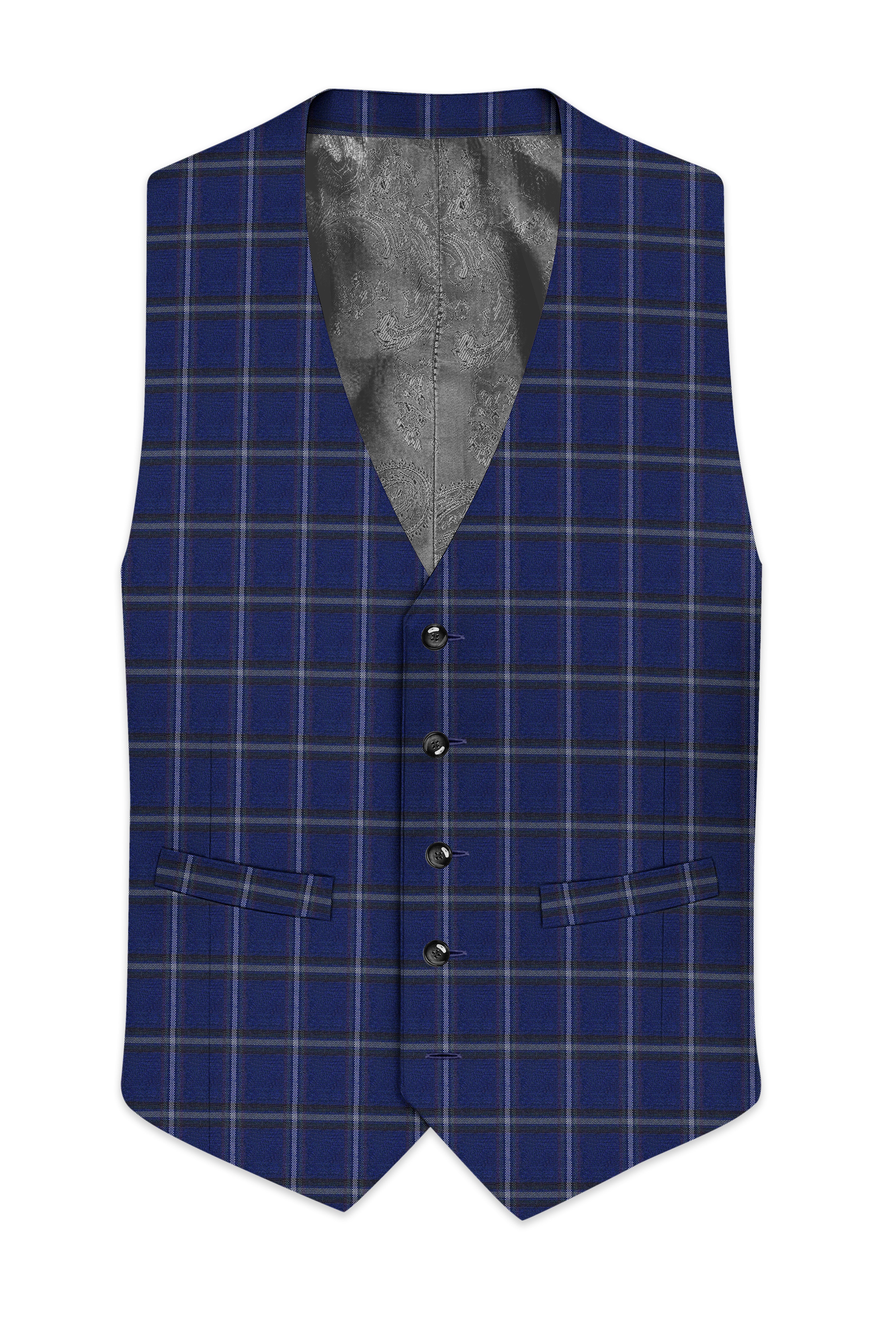 Rhino Blue Windowpane Woolrich Tuxedo Waistcoat
