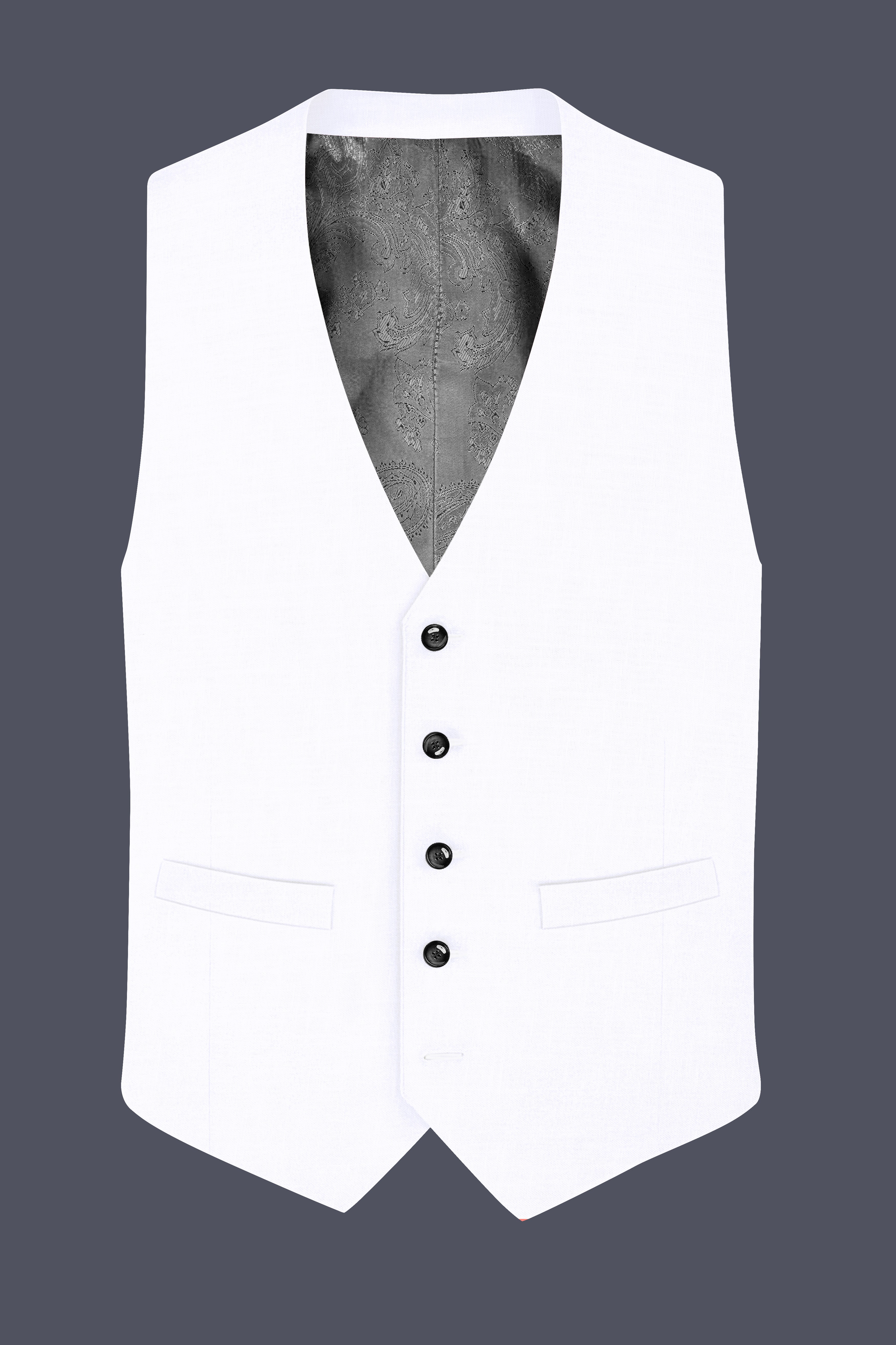 Bright White Luxurious Linen Performance Waistcoat