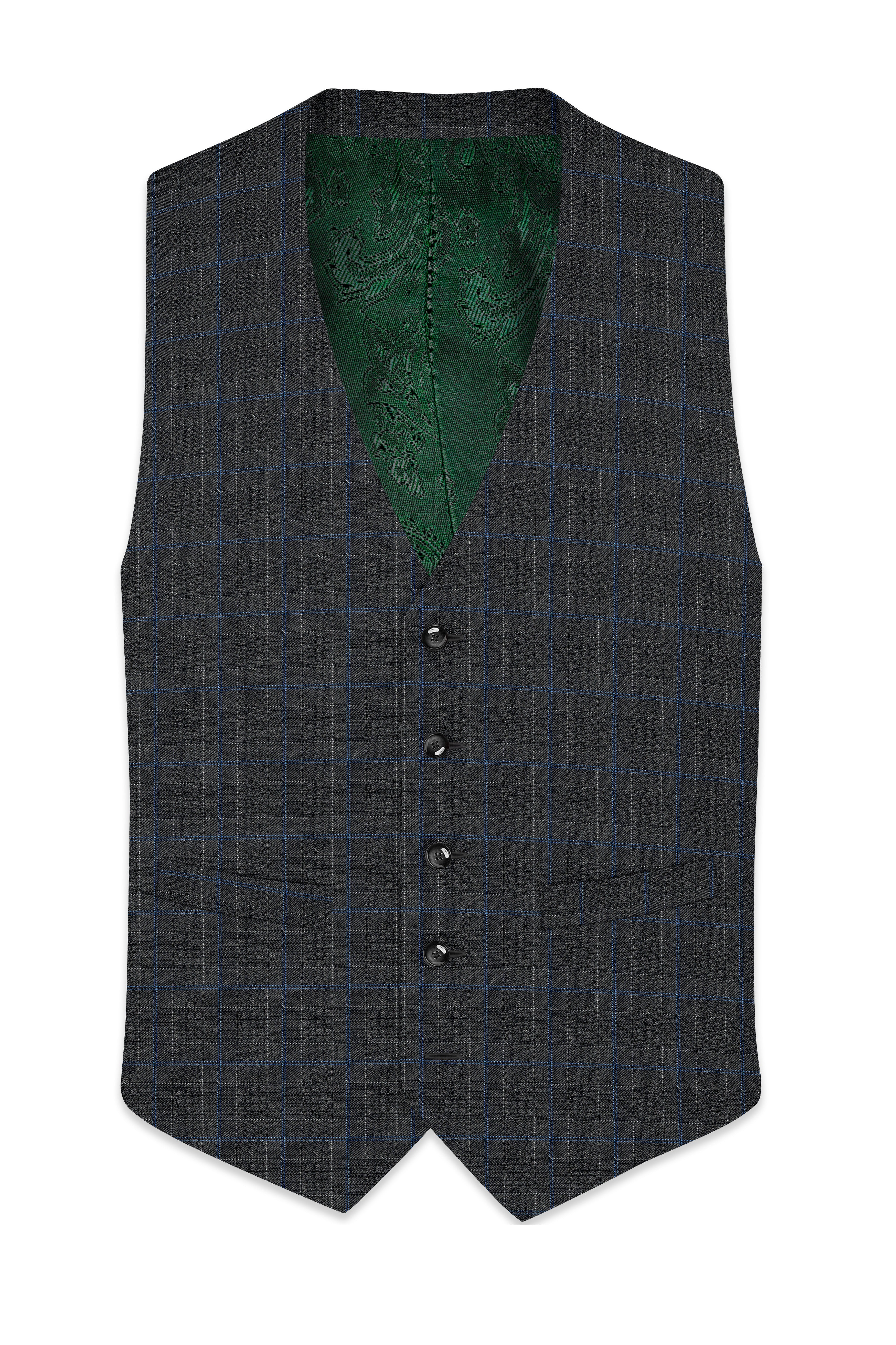 Cape Cod Gray Super fine Checkered Wool Rich Waistcoat