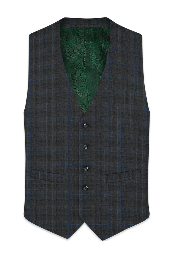 Cape Cod Gray Super fine Checkered Wool Rich Waistcoat
