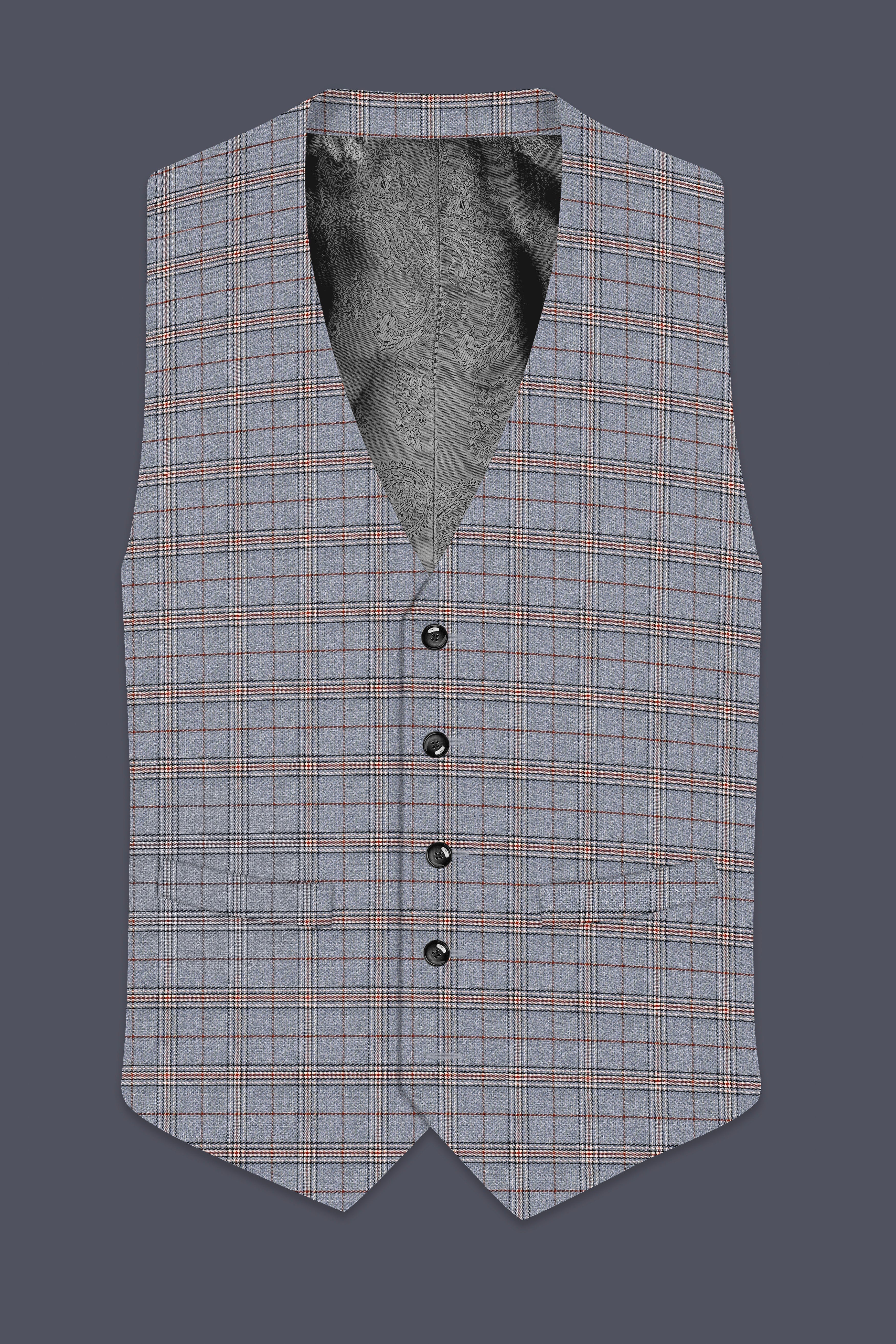 Chicago Gray Super fine Plaid Wool Rich Waistcoat