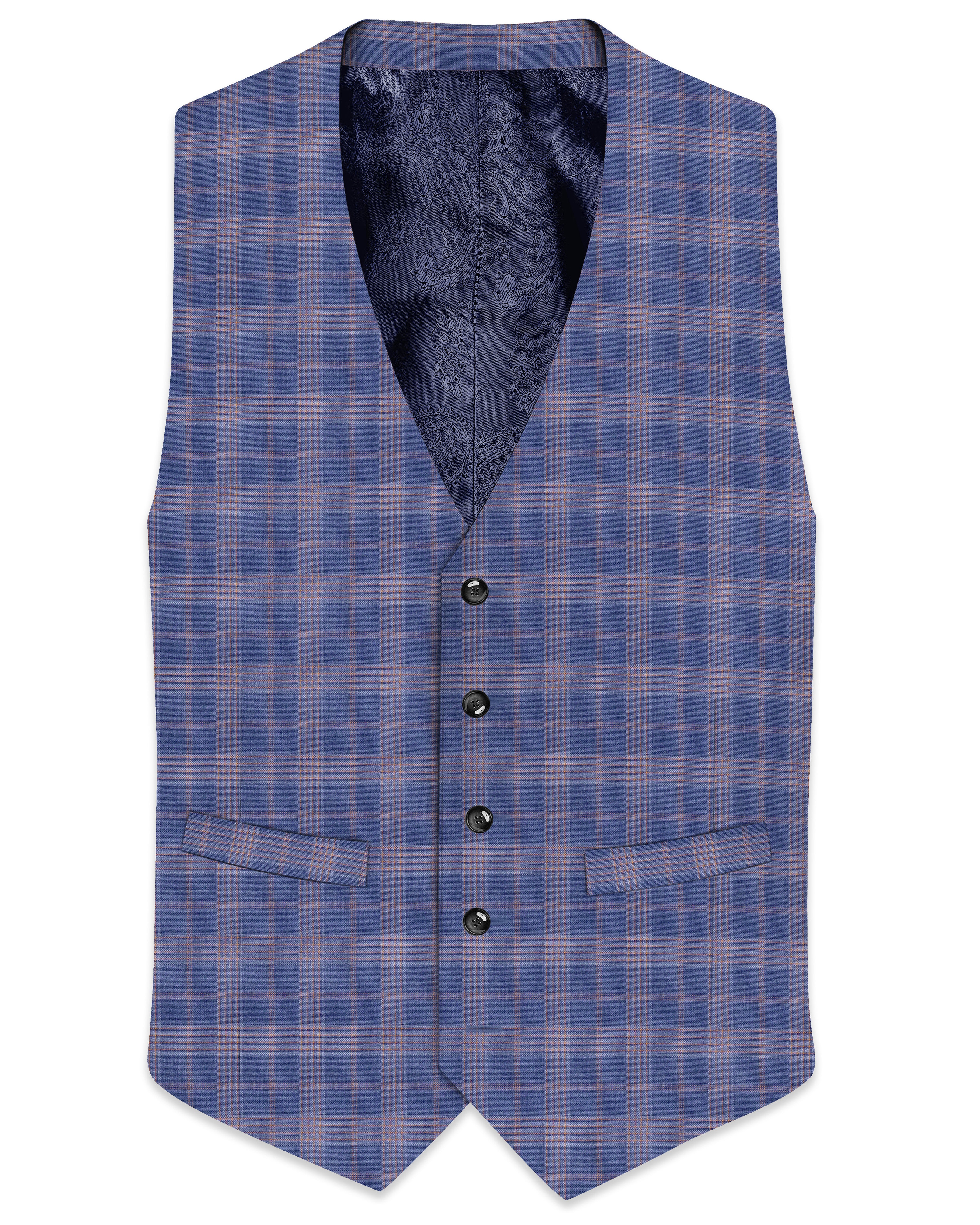 Trout Gray Super fine Checkered Wool Rich Waistcoat