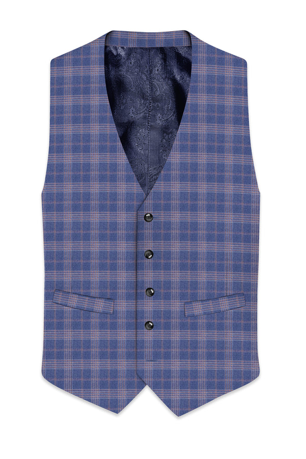 Trout Gray Super fine Checkered Wool Rich Waistcoat