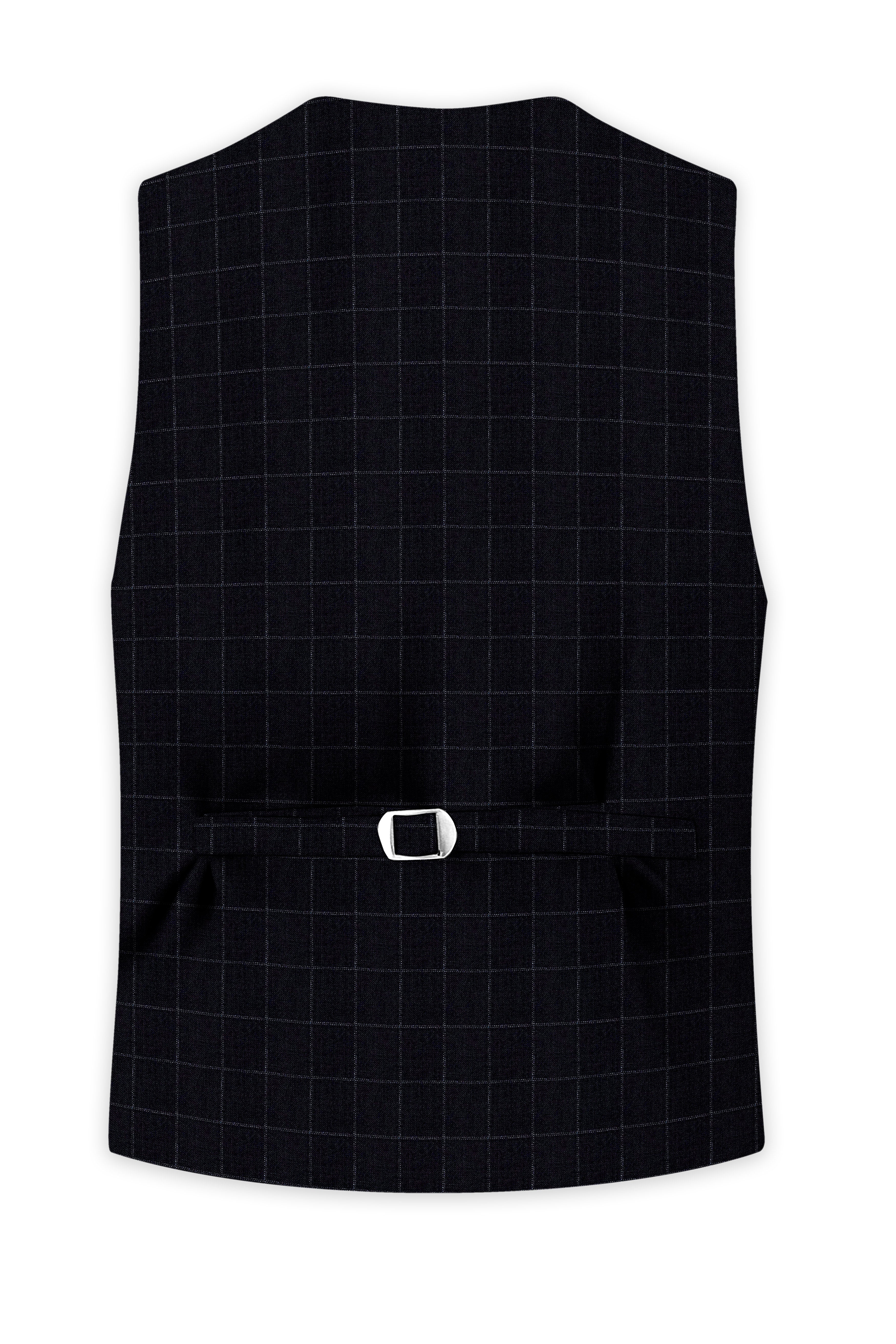 Log Cabin Black Super fine  Windowpane Wool Rich Waistcoat