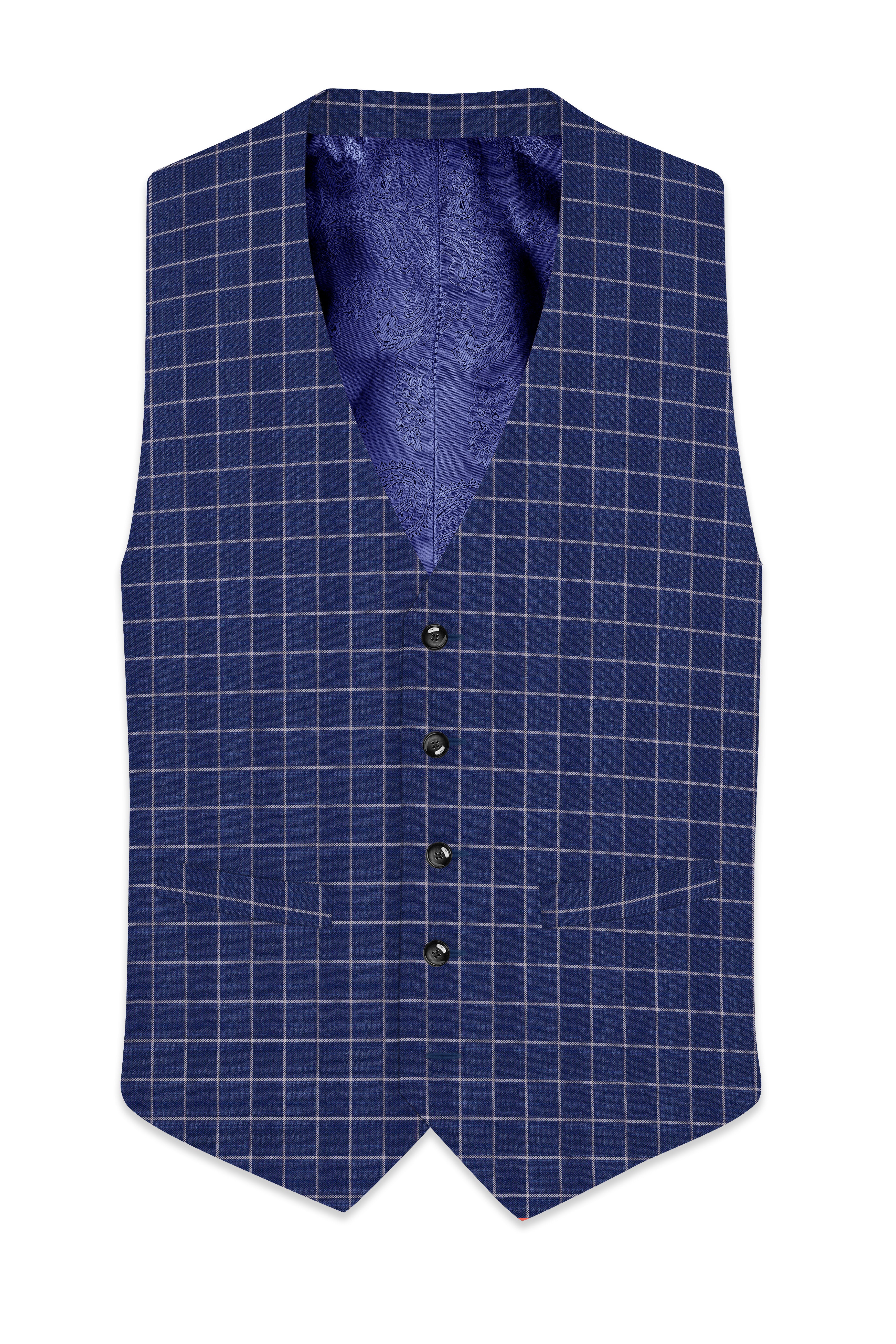 Rhino Blue Super fine Checkered Premium Cotton Waistcoat