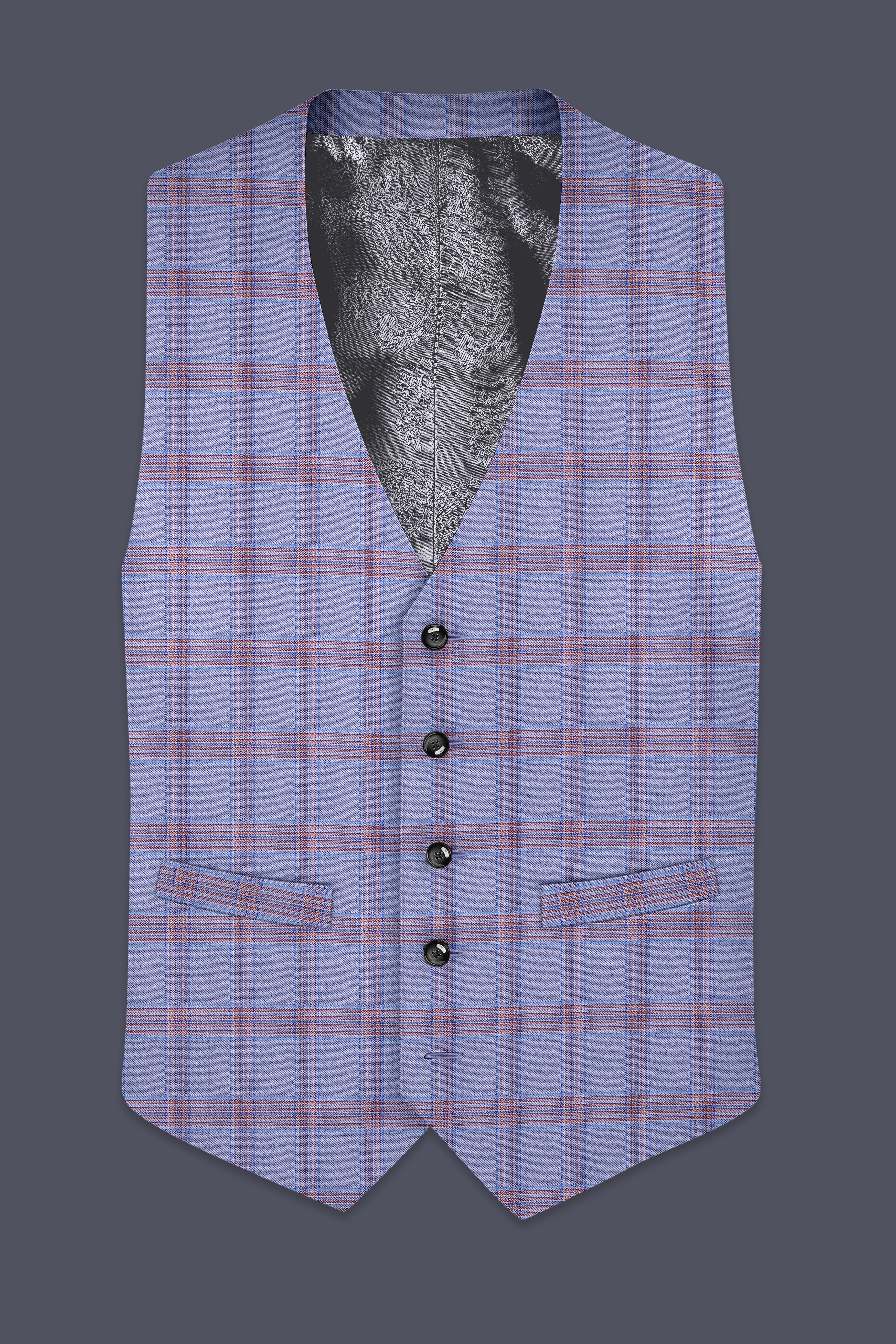 Manatee Grey Super fine Plaid Premium Cotton Waistcoat