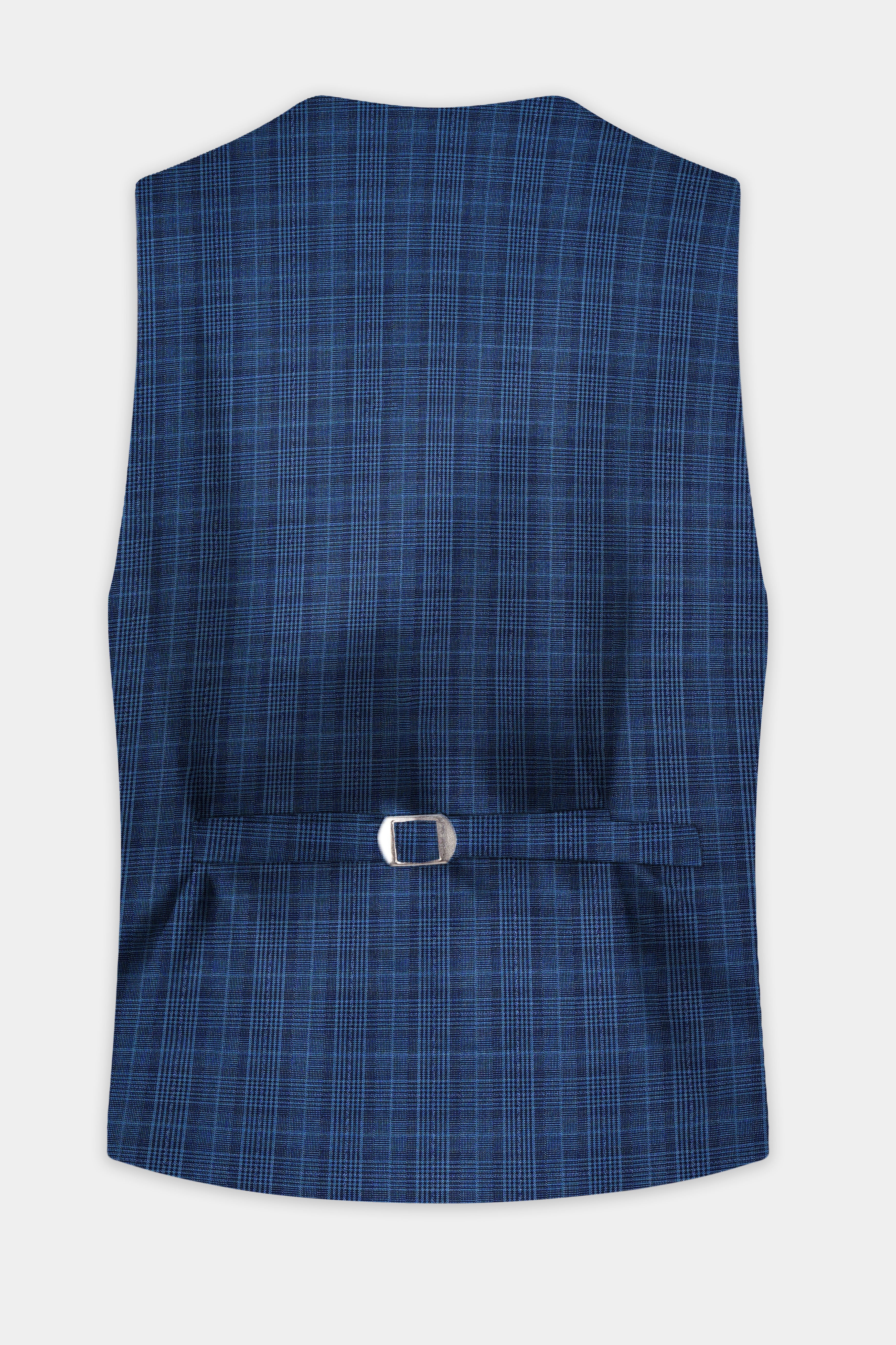 Mid blue Plaid Waistcoat