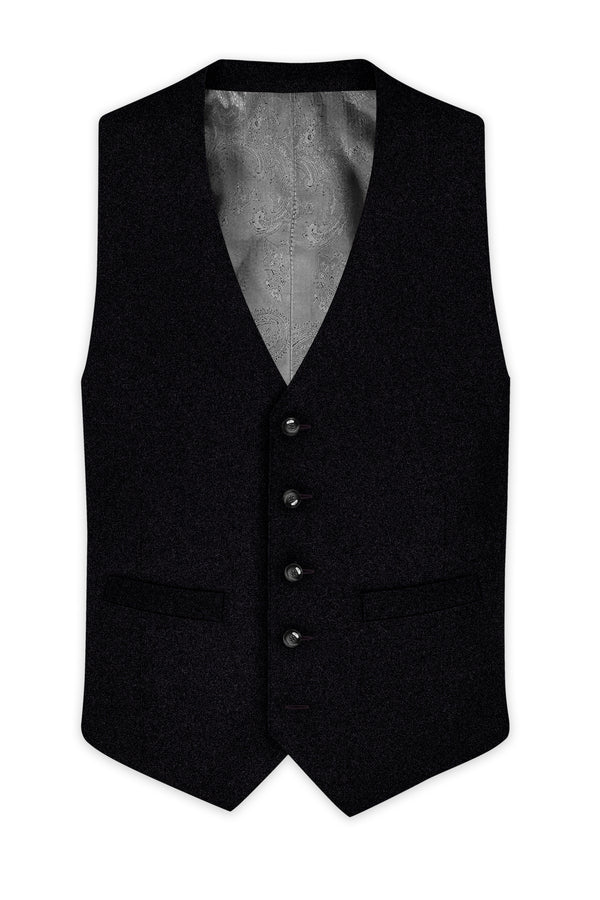 Jade Black Textured Waistcoat