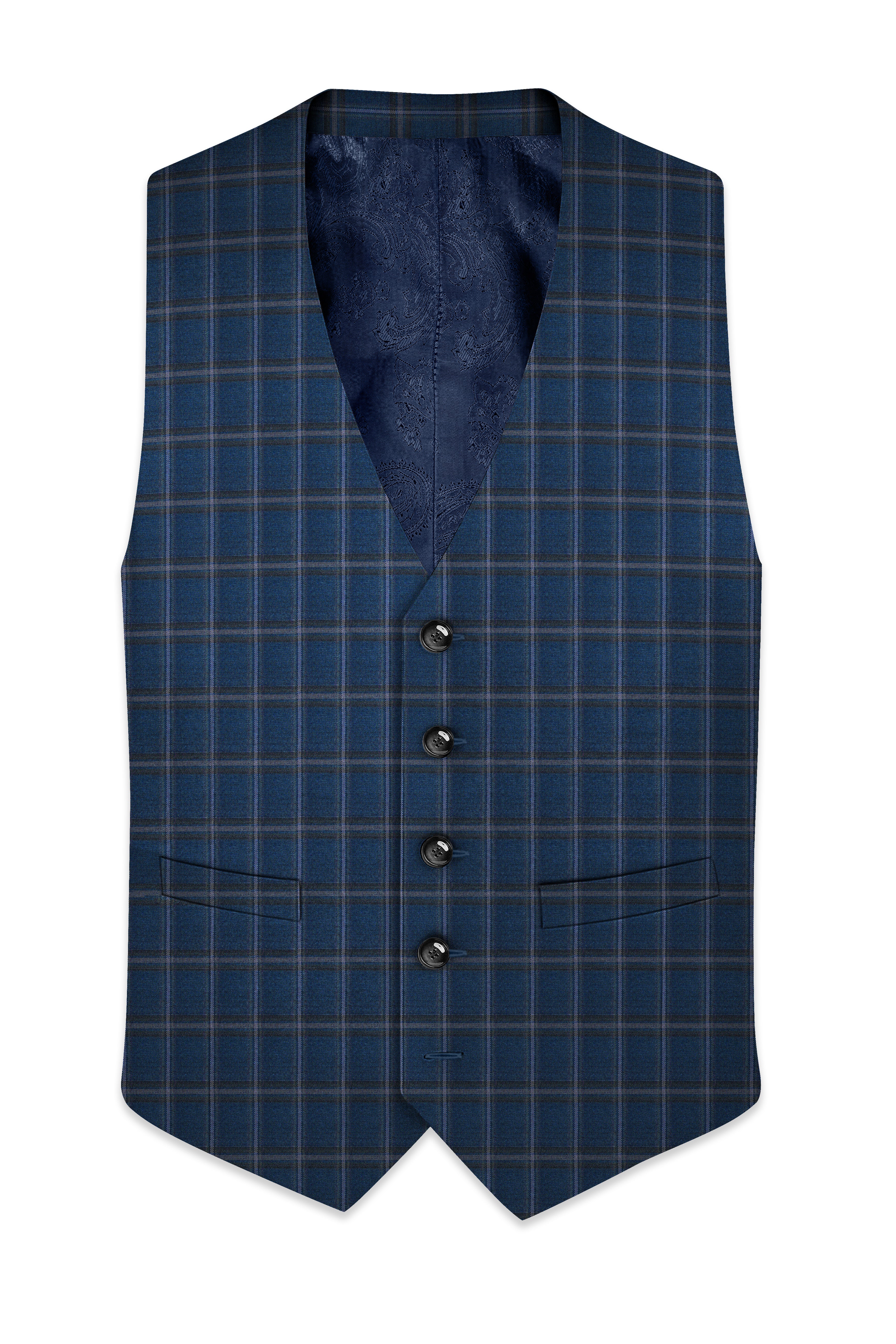 Blue Plaid Waistcoat