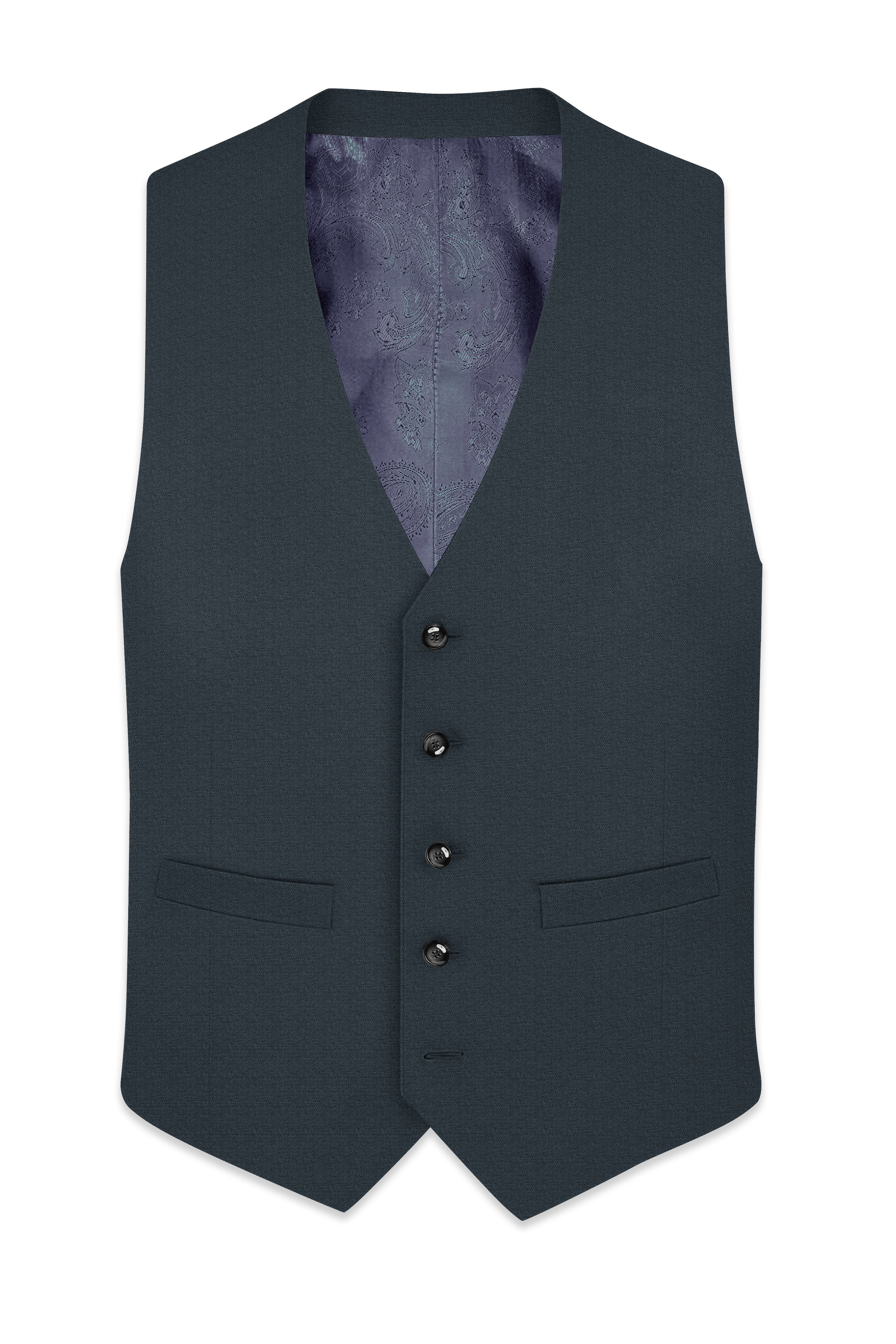 Limed Spruce Grey Textured Premium Cotton Waistcoat