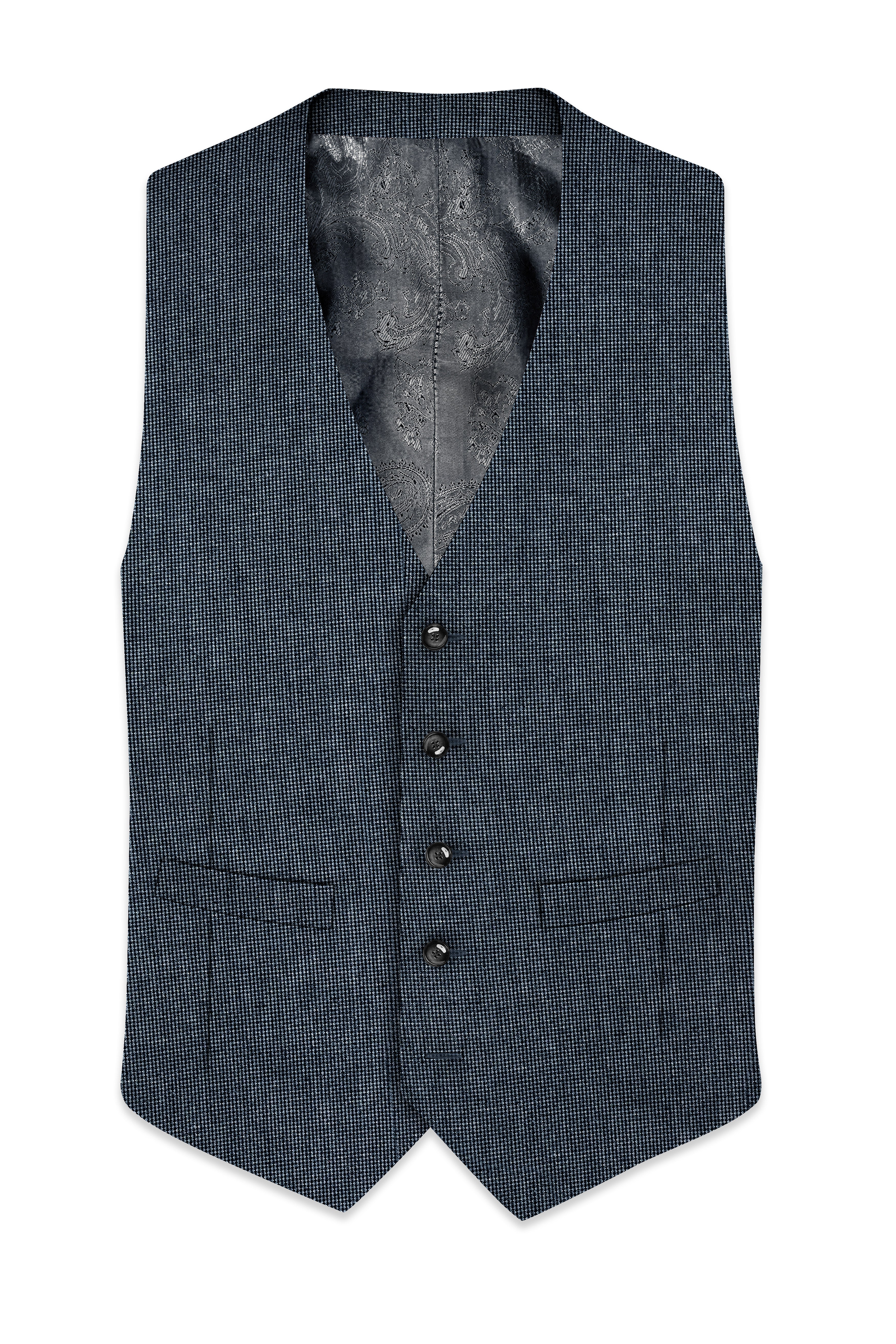 Pale Slate Gray and Black Premium Cotton Waistcoat