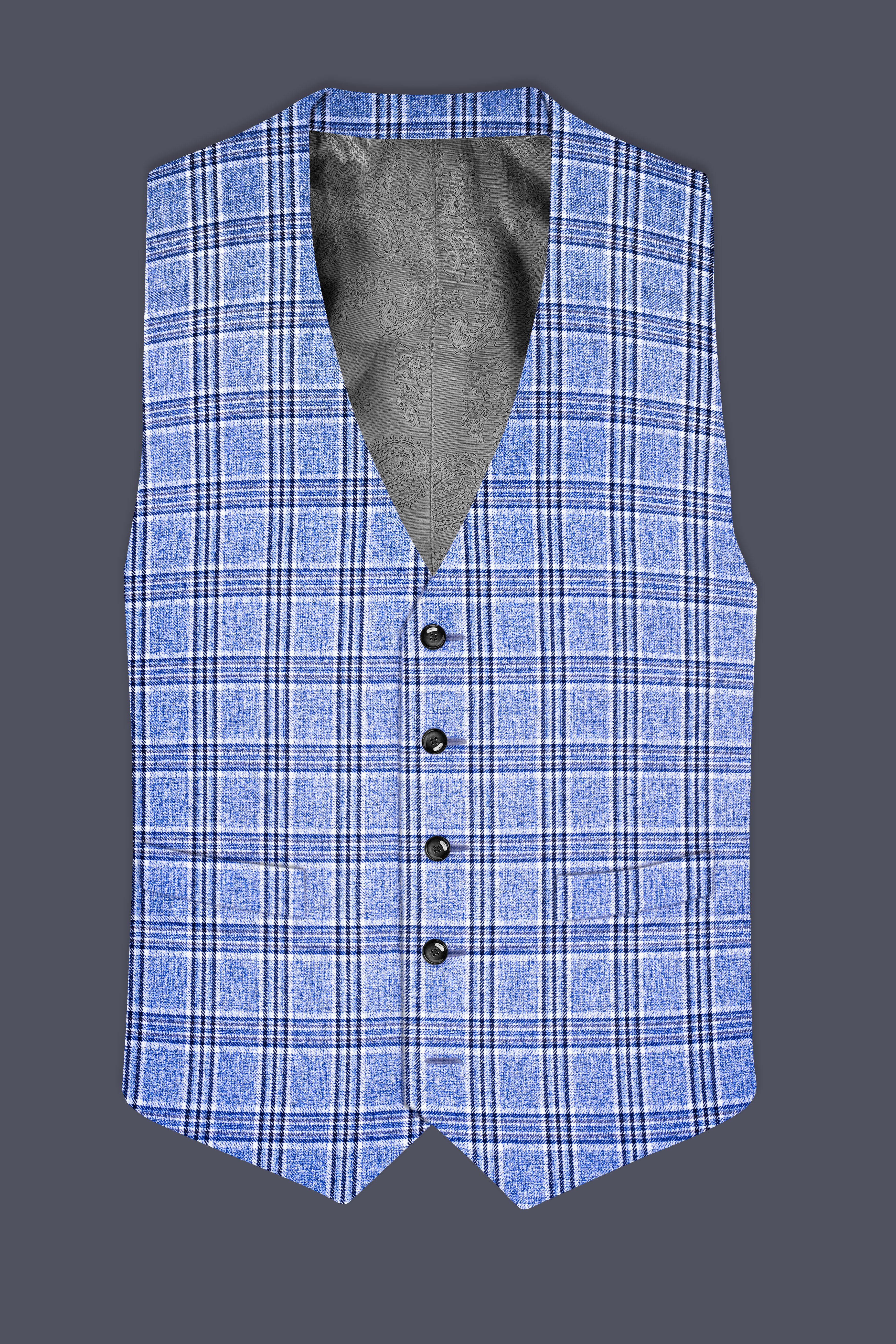 Bayoux Blue Plaid Waistcoat