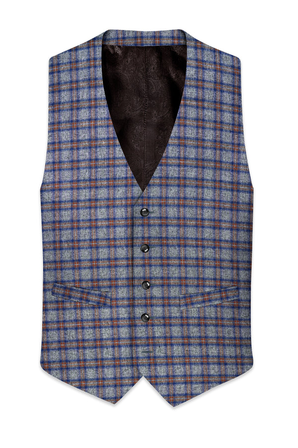 Fuscous Gray Checkered Waistcoat