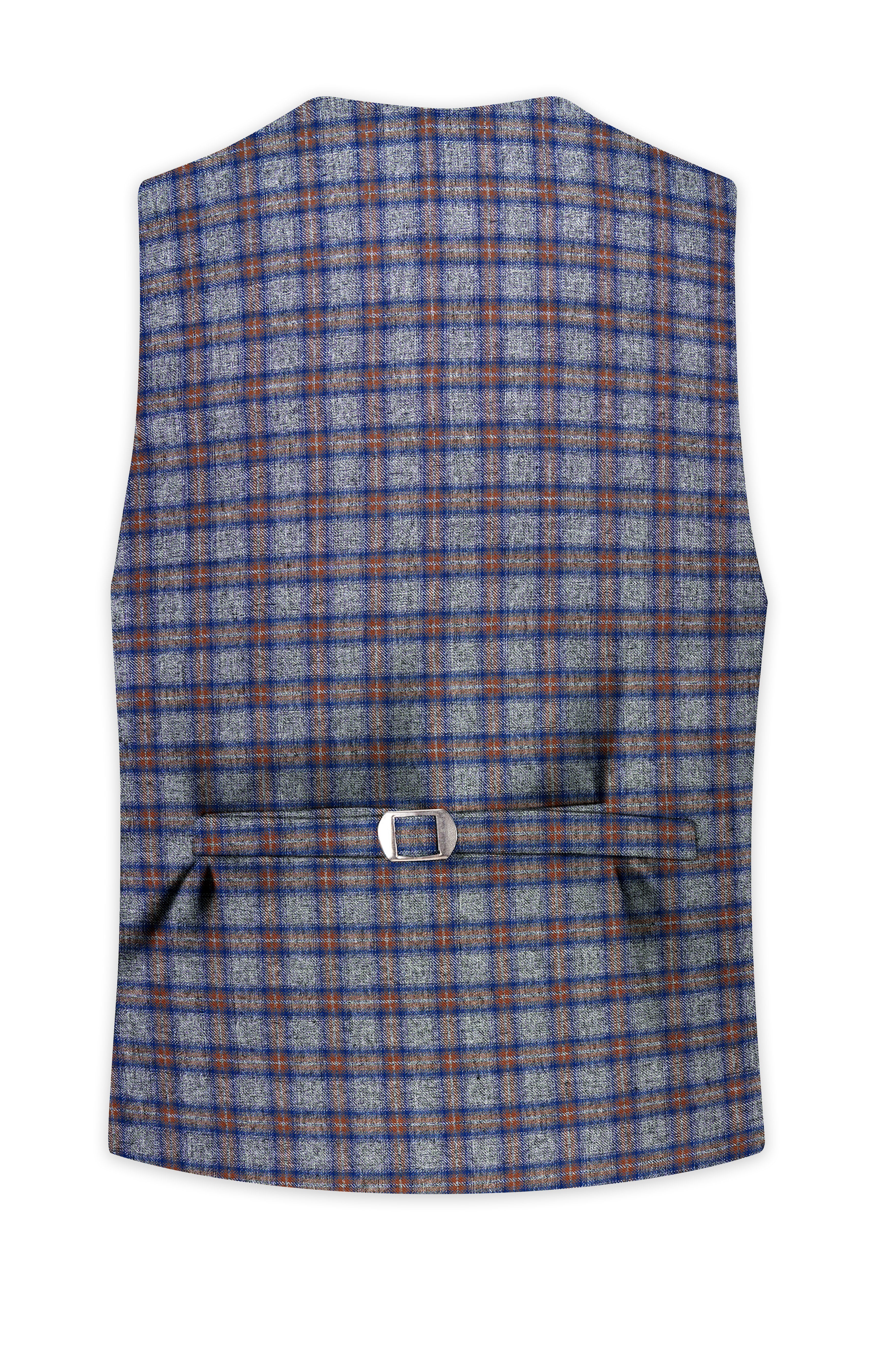 Fuscous Gray Checkered Waistcoat