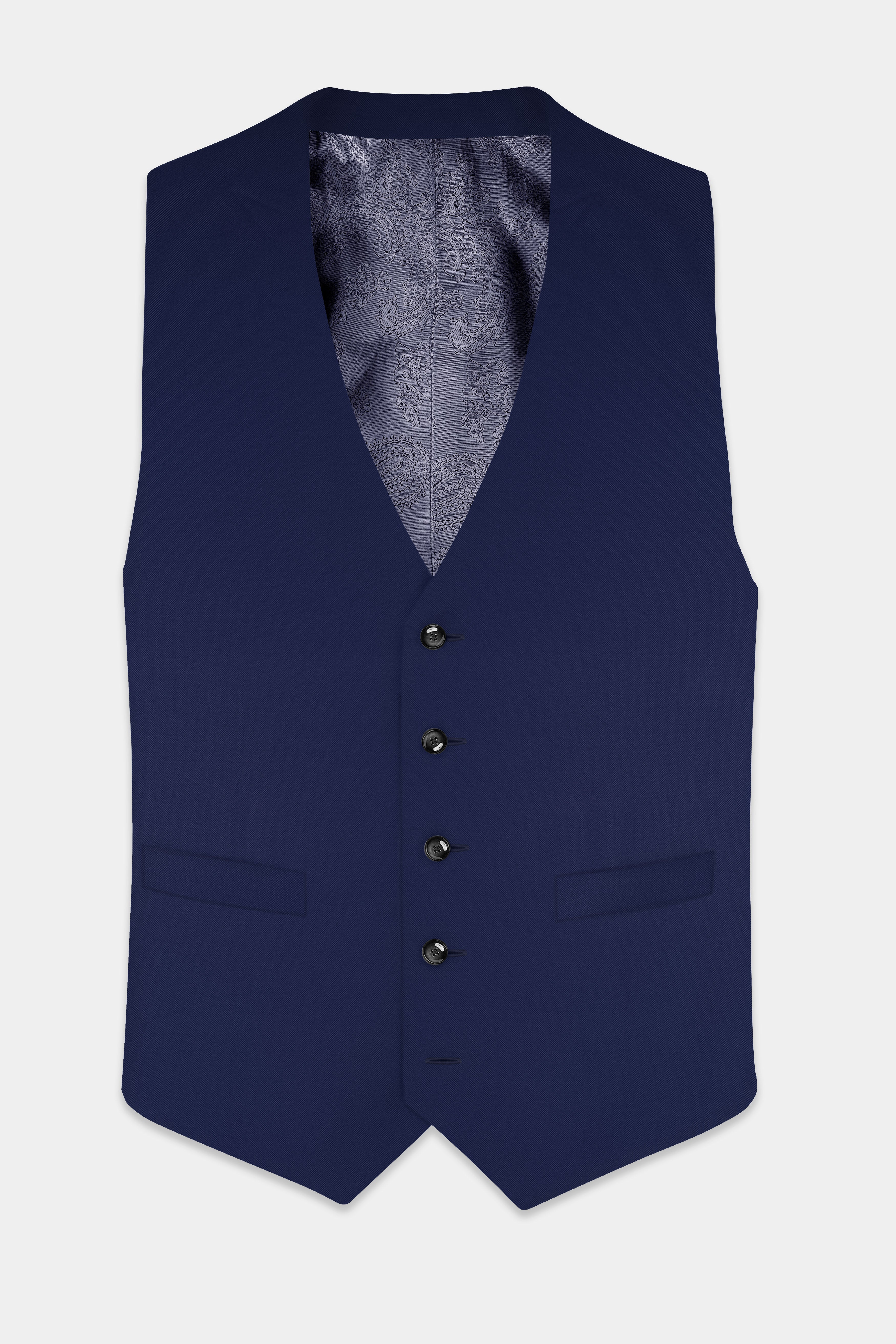 Ebony Clay Blue Textured Waistcoat