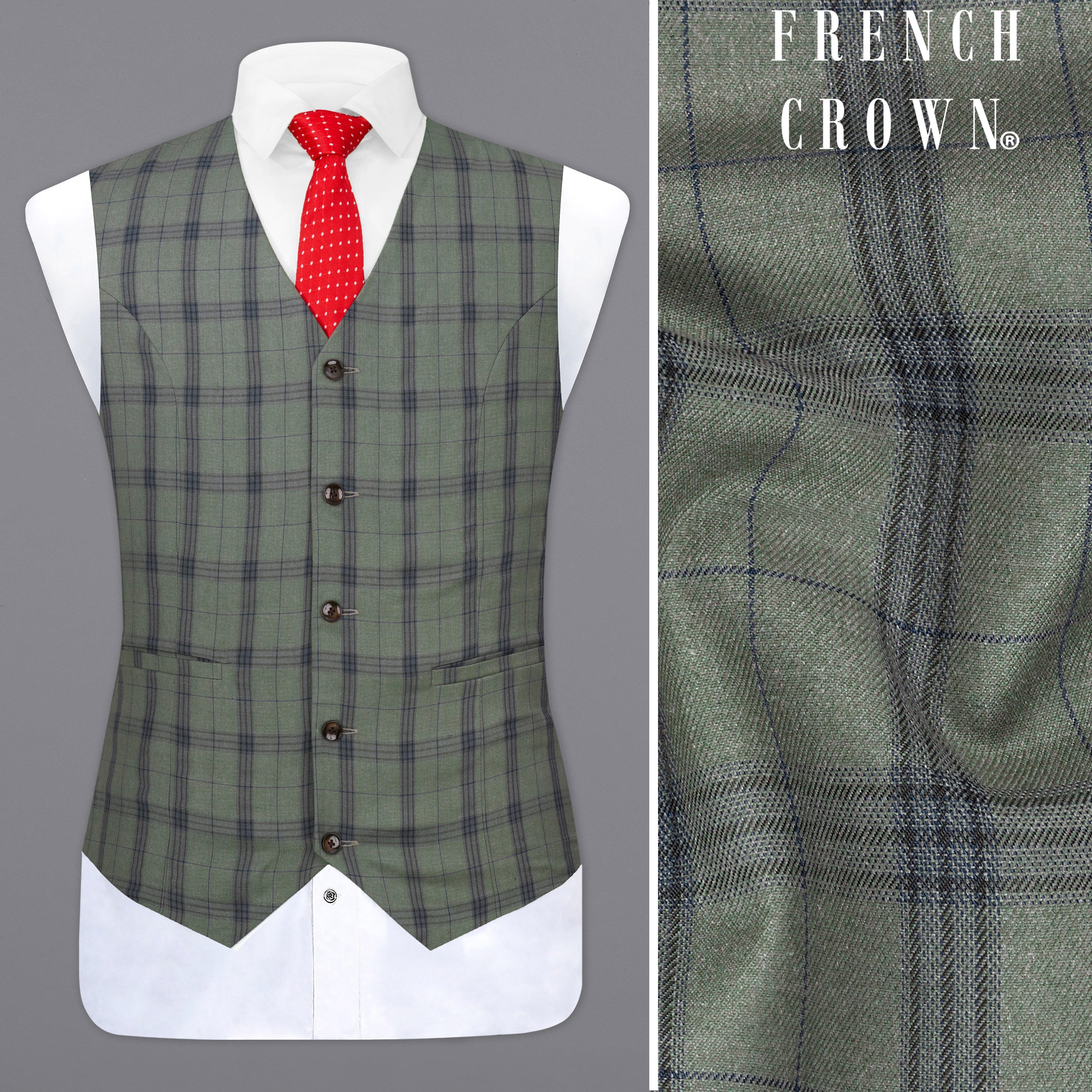 Limed Green and Martinique Blue Plaid Waistcoat