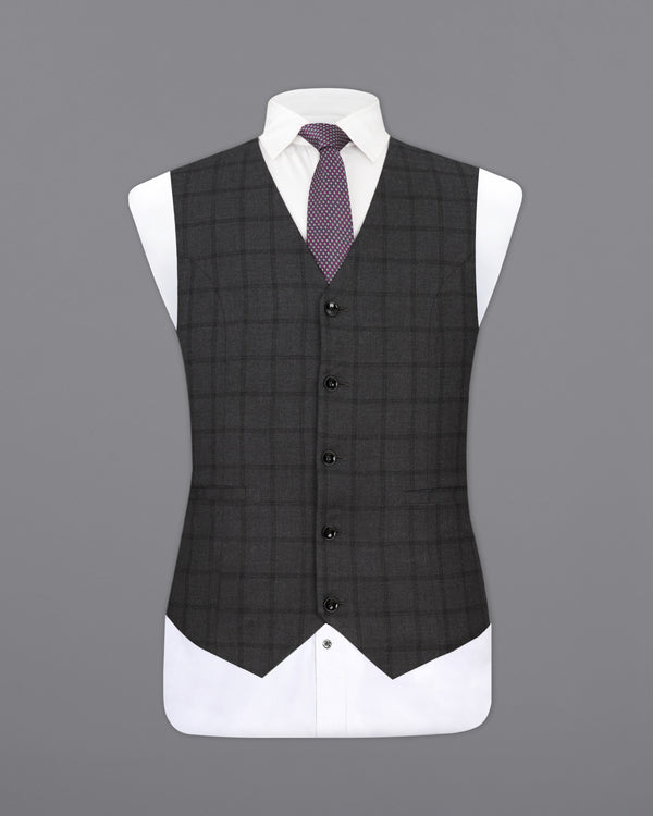 Baltic Black Windowpane Waistcoat