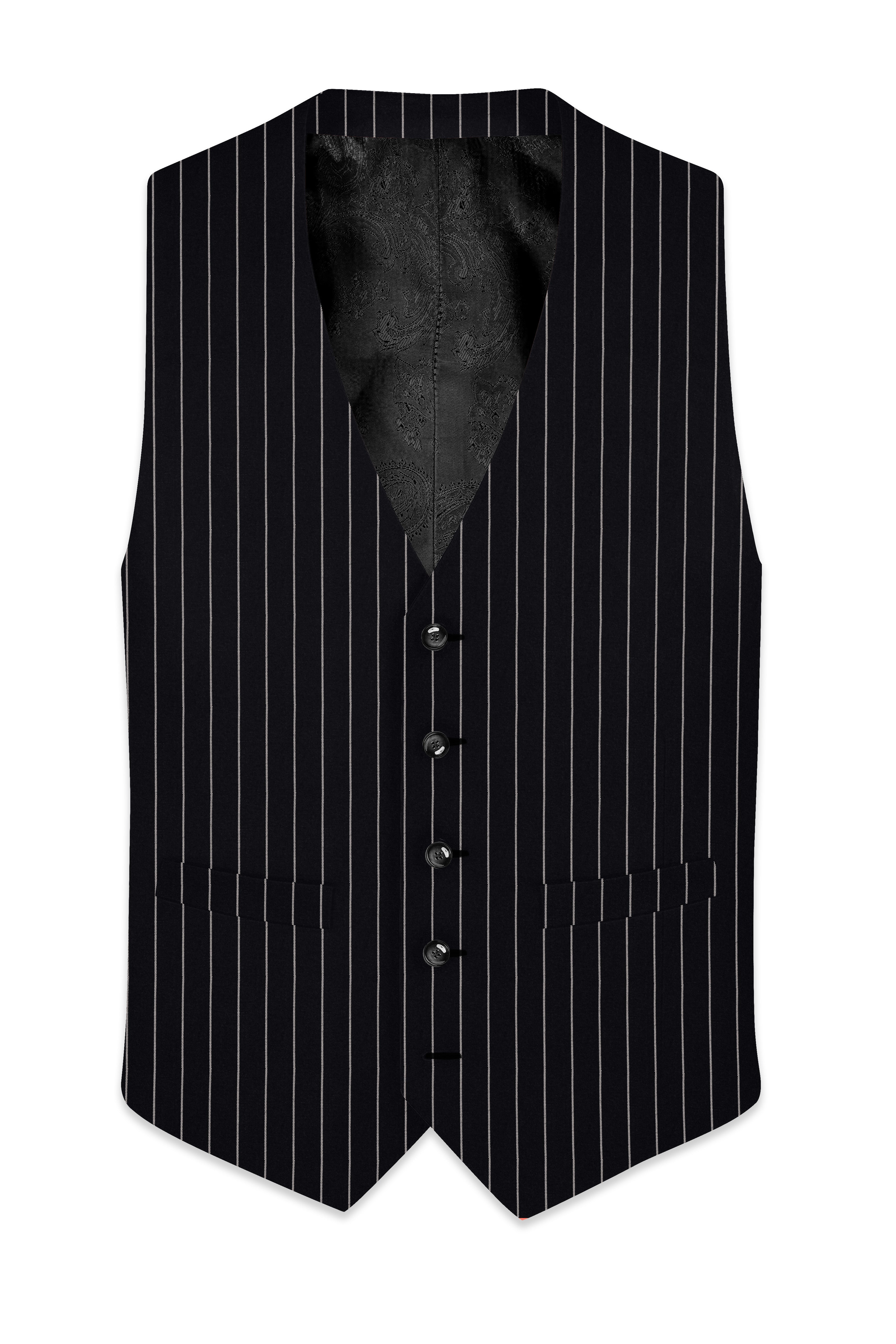 Thunder Black and White Striped Waistcoat