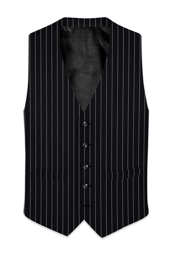 Thunder Black and White Striped Waistcoat