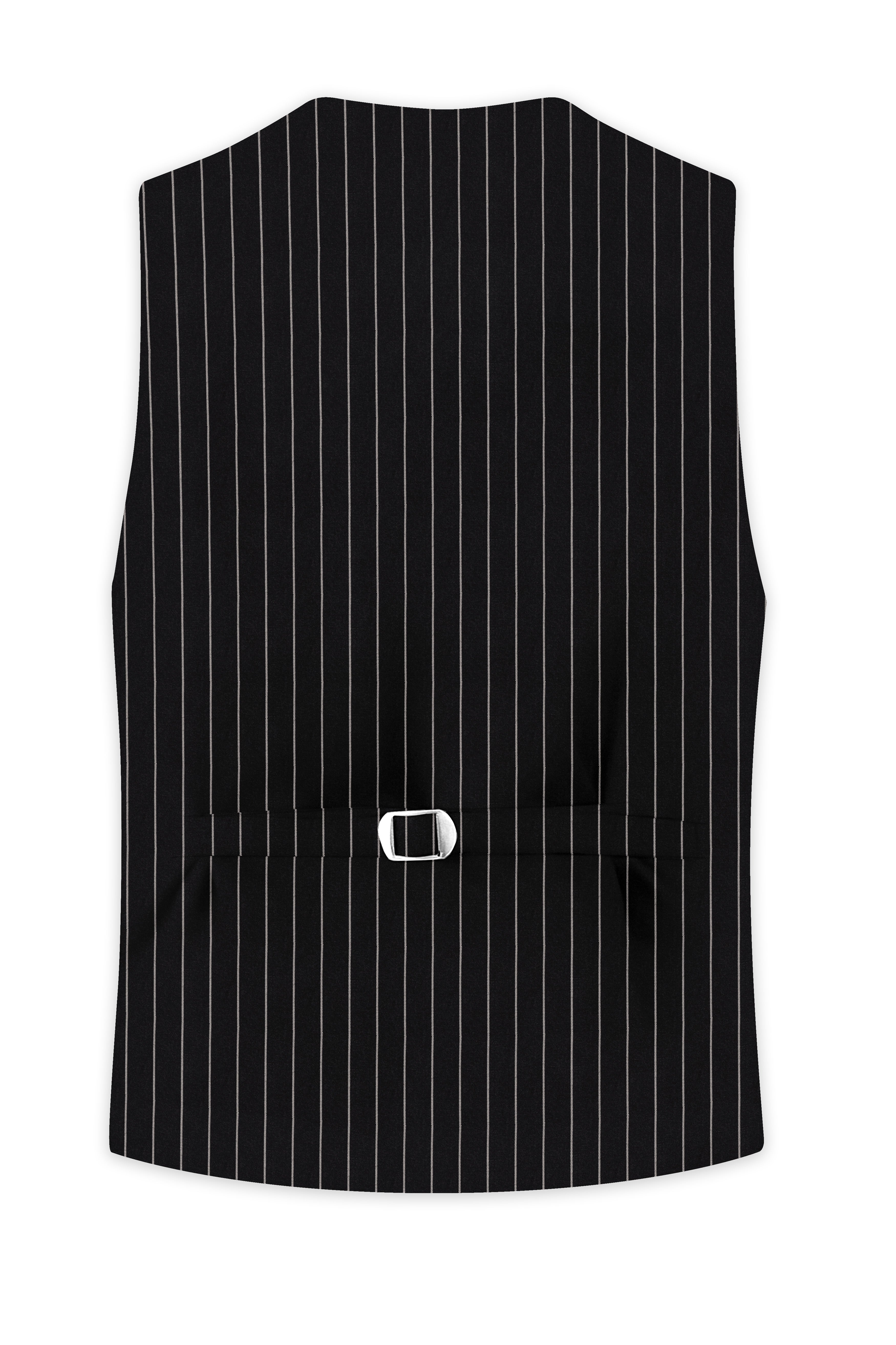 Thunder Black and White Striped Waistcoat