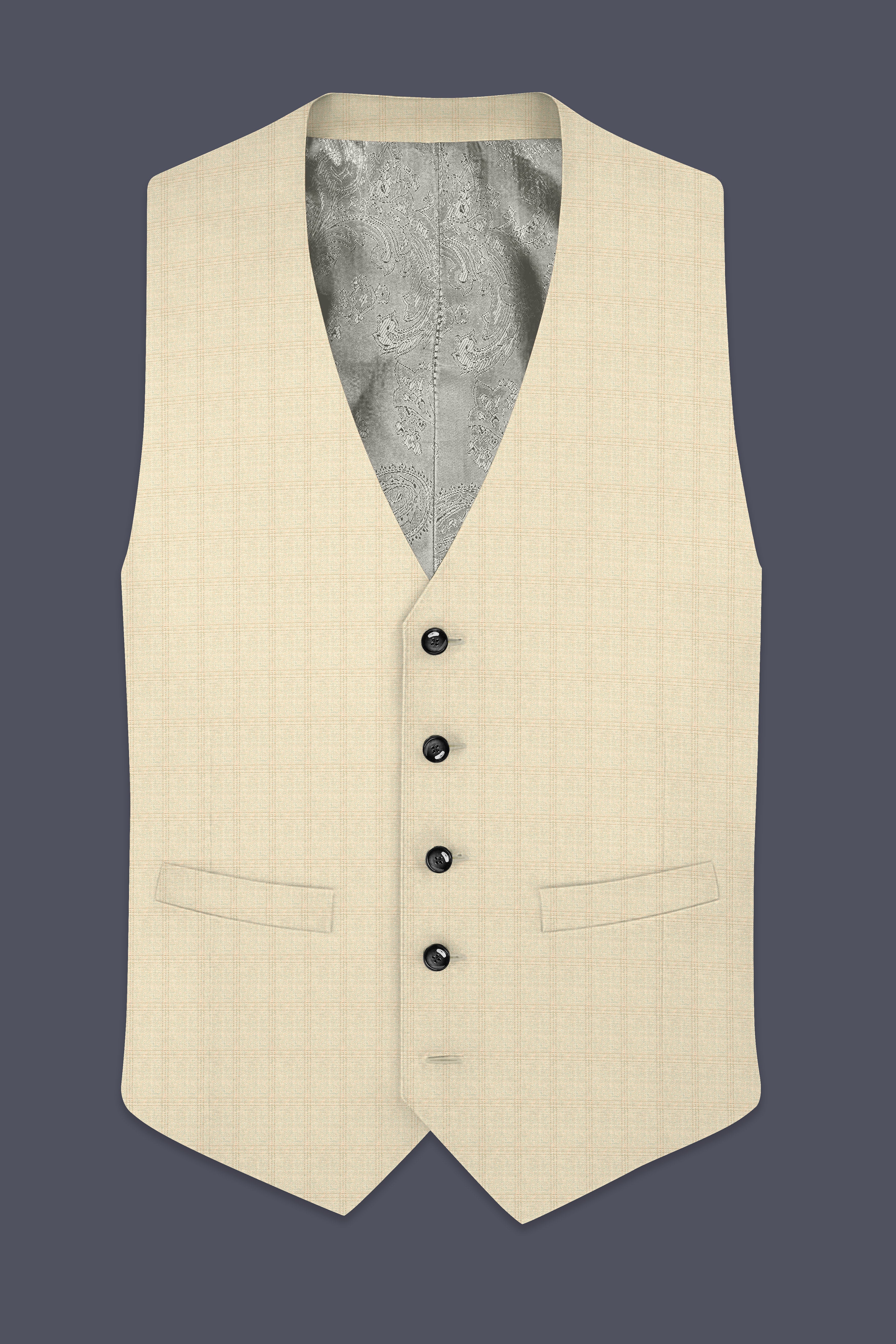 Calm Shell Brown Subtle Plaid Waistcoat