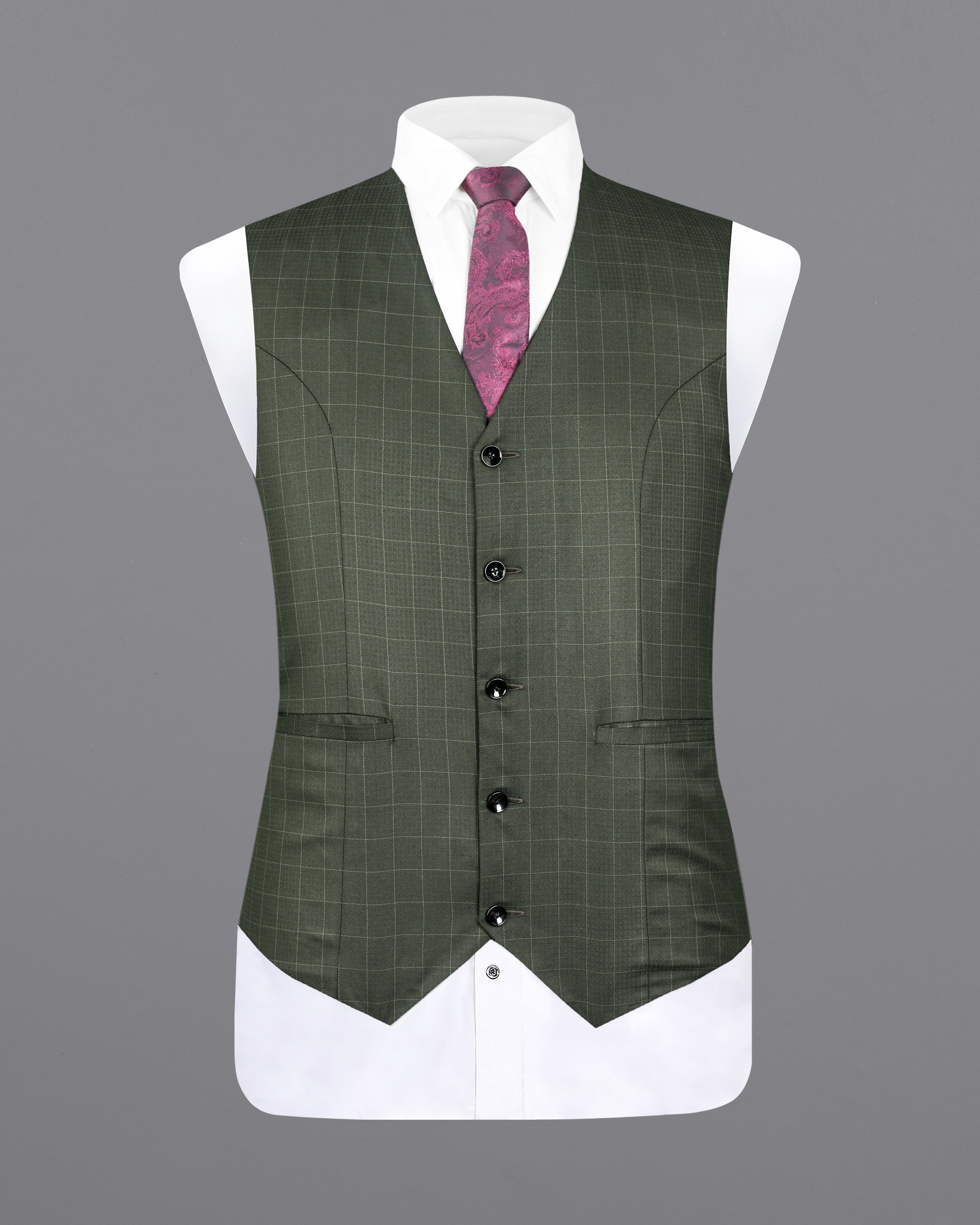 Dune Dark Green Subtle Checkered Waistcoat V2706-36, V2706-38, V2706-40, V2706-42, V2706-44, V2706-46, V2706-48, V2706-50, V2706-52, V2706-54, V2706-56, V2706-58, V2706-60