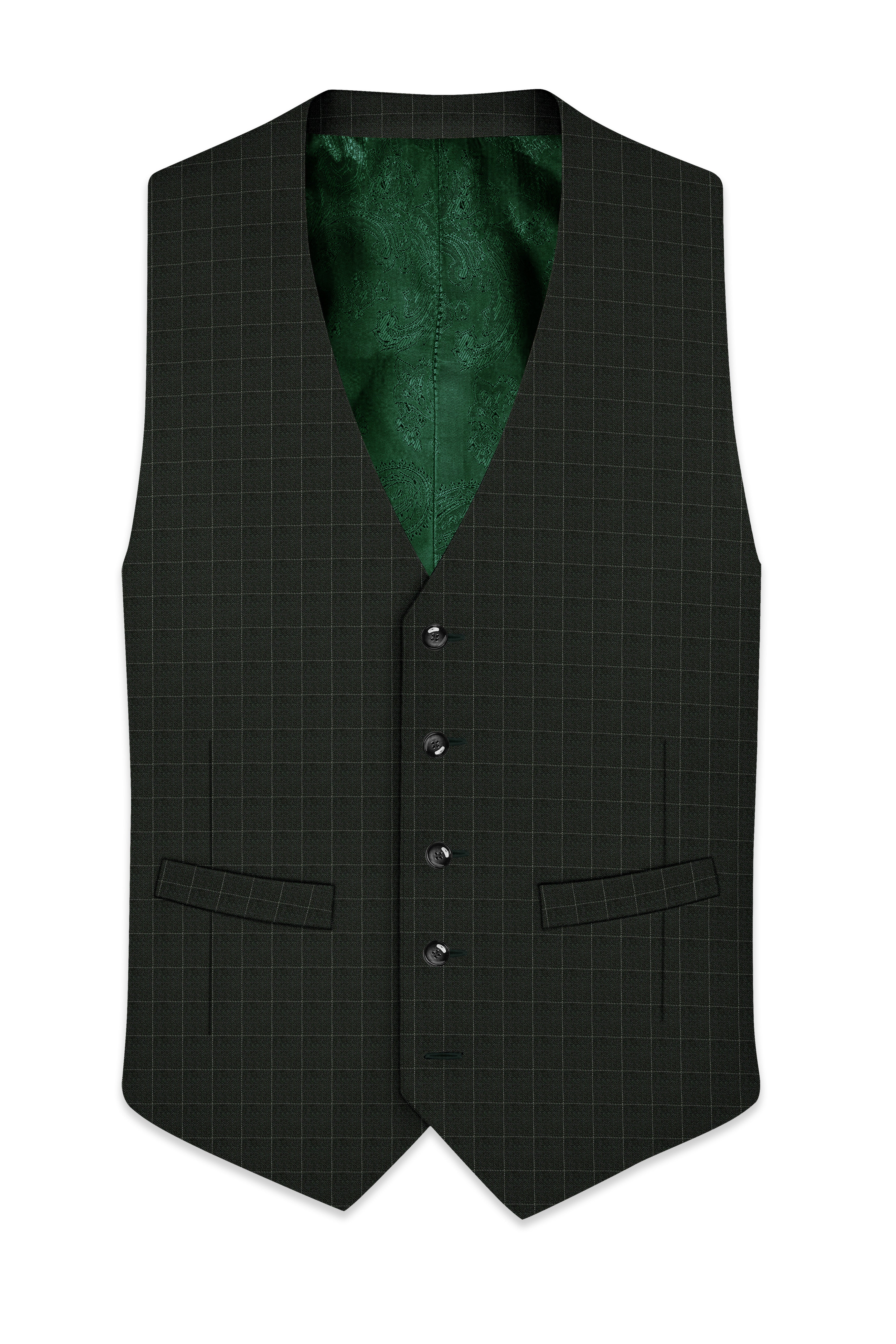 Dune Dark Green Subtle Checkered Waistcoat