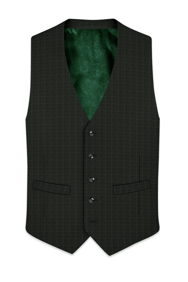 Dune Dark Green Subtle Checkered Waistcoat