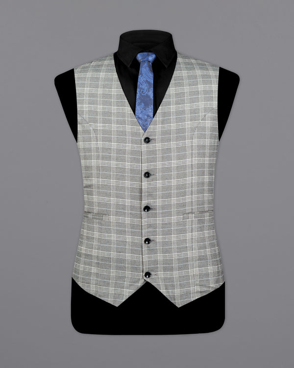 Bronco Gray and White Plaid Waistcoat V2708-36, V2708-38, V2708-40, V2708-42, V2708-44, V2708-46, V2708-48, V2708-50, V2708-52, V2708-54, V2708-56, V2708-58, V2708-60