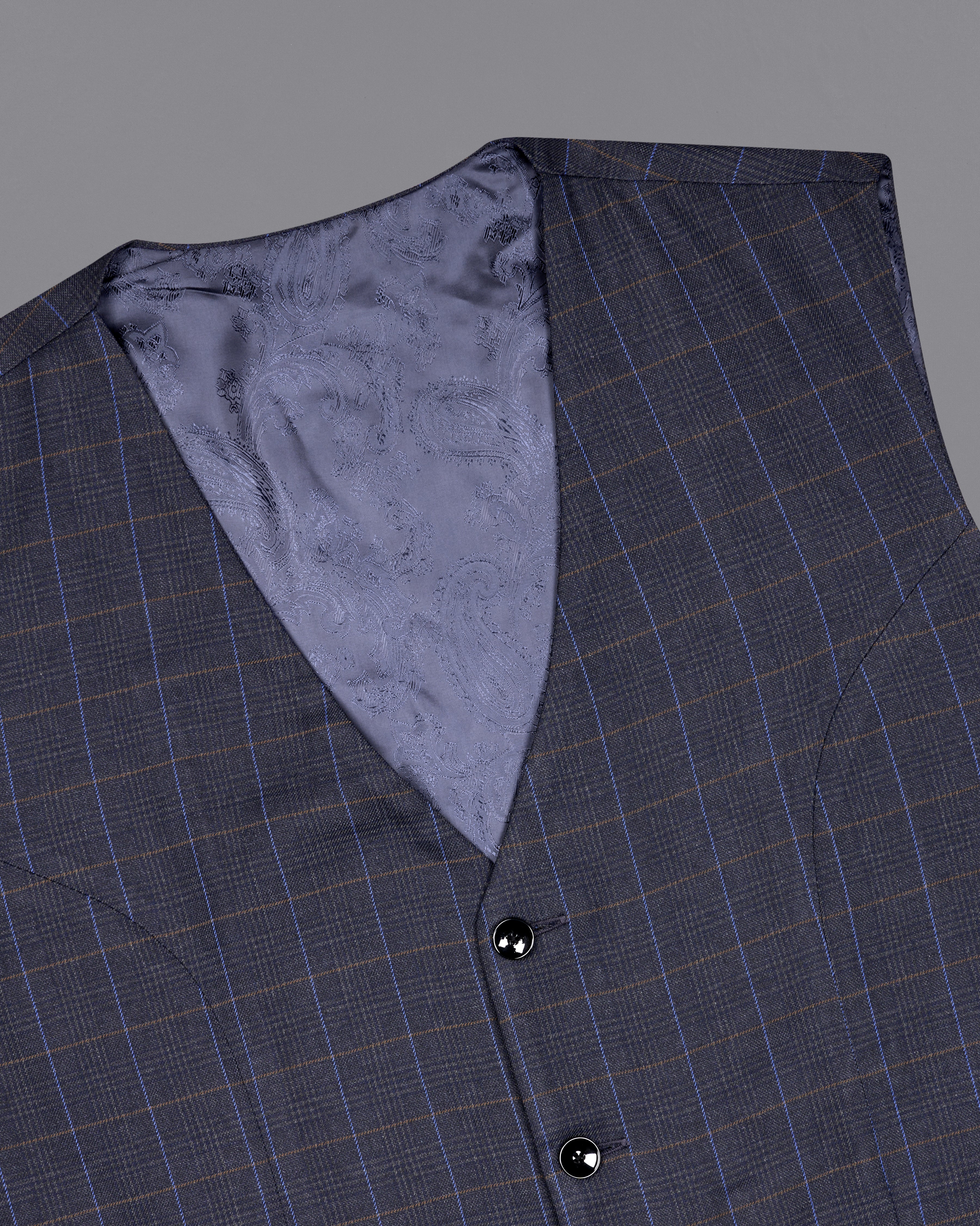 Iridium Violet Windowpane Waistcoat V2709-36, V2709-38, V2709-40, V2709-42, V2709-44, V2709-46, V2709-48, V2709-50, V2709-52, V2709-54, V2709-56, V2709-58, V2709-60