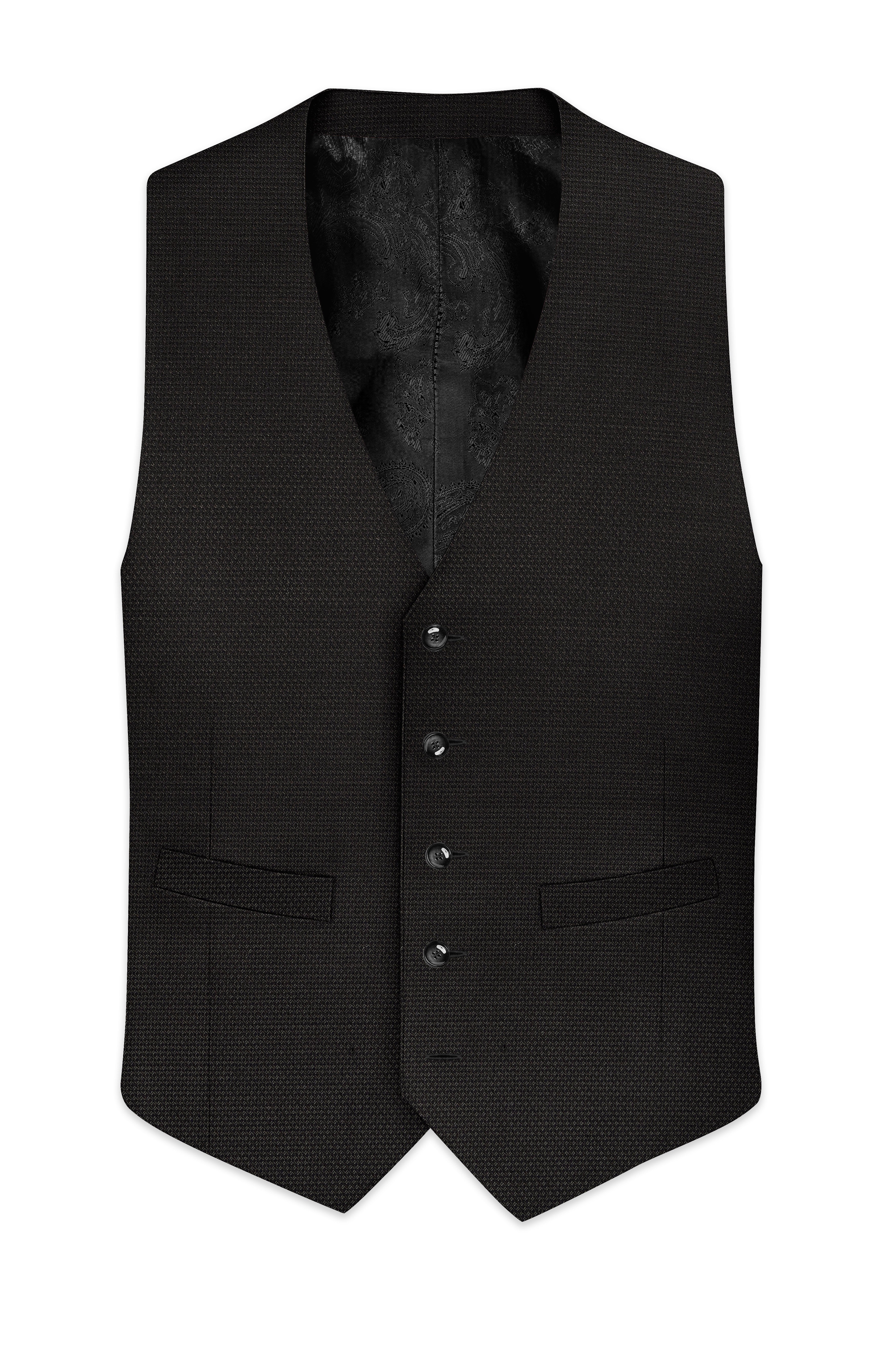 Merline Dark Brown Dobby Textured Waistcoat