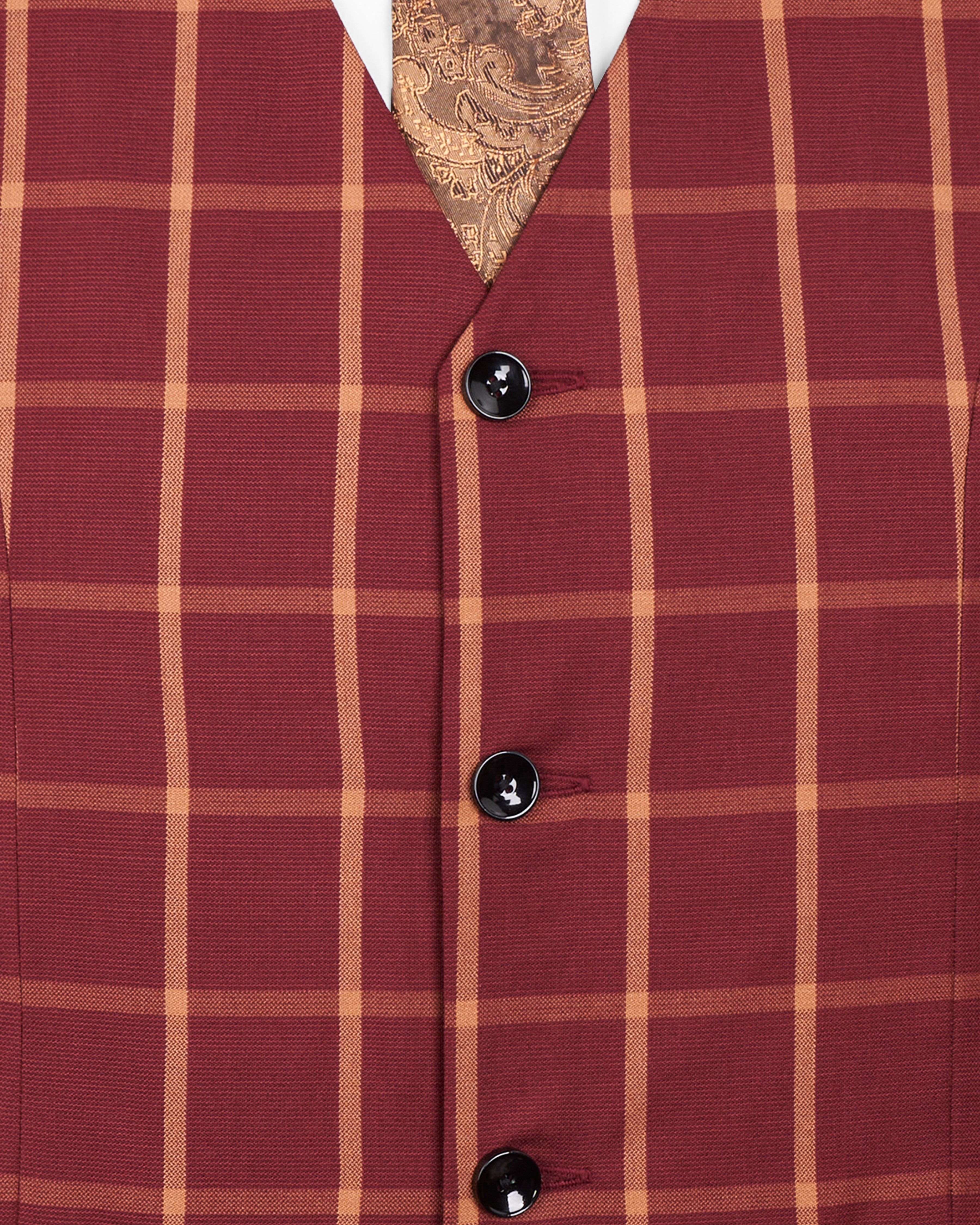 Wine and Chestnut Brown Plaid Waistcoat V2722-36, V2722-38, V2722-40, V2722-42, V2722-44, V2722-46, V2722-48, V2722-50, V2722-52, V2722-54, V2722-56, V2722-58, V2722-60