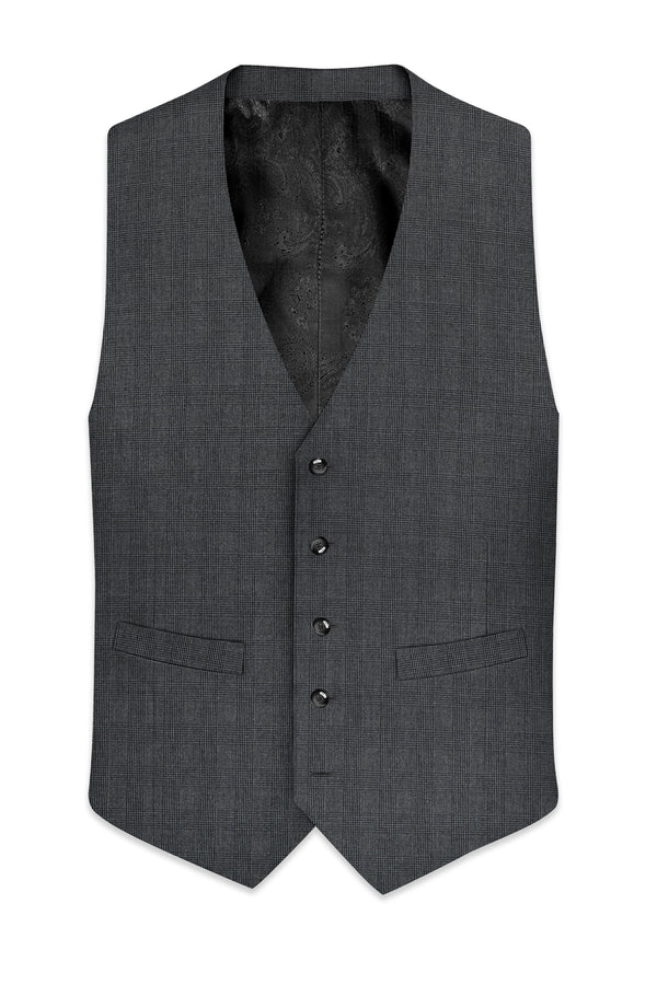 Tundora Dark Gray Subtle Plaid Waistcoat