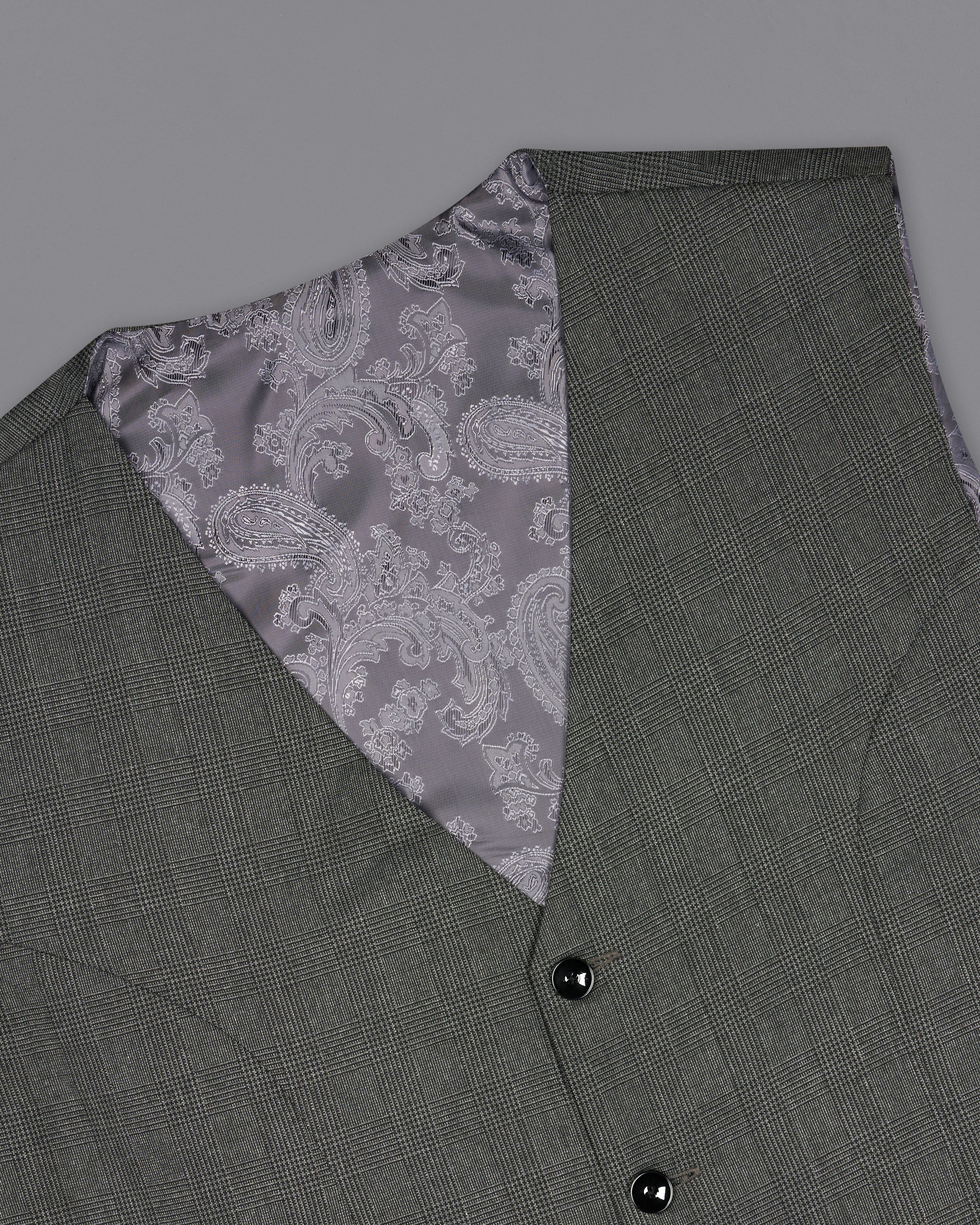 Tundora Dark Gray Subtle Plaid Waistcoat V2723-36, V2723-38, V2723-40, V2723-42, V2723-44, V2723-46, V2723-48, V2723-50, V2723-52, V2723-54, V2723-56, V2723-58, V2723-60